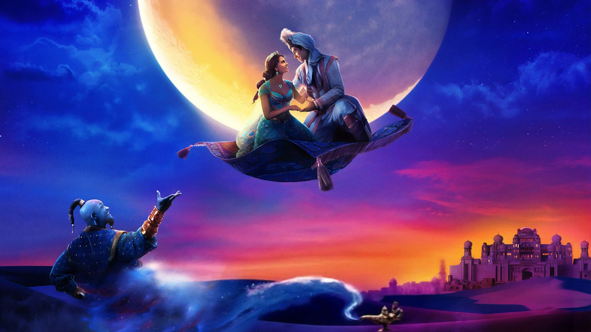 Cinematic background from Aladdin 2019 - A kindhearted street urchin named Aladdin embarks on a magical adventure after finding a lamp that releases a wisecracking genie while a power-hungry Grand Vizier vies for the same lamp that has the power to make their deepest wishes come true.