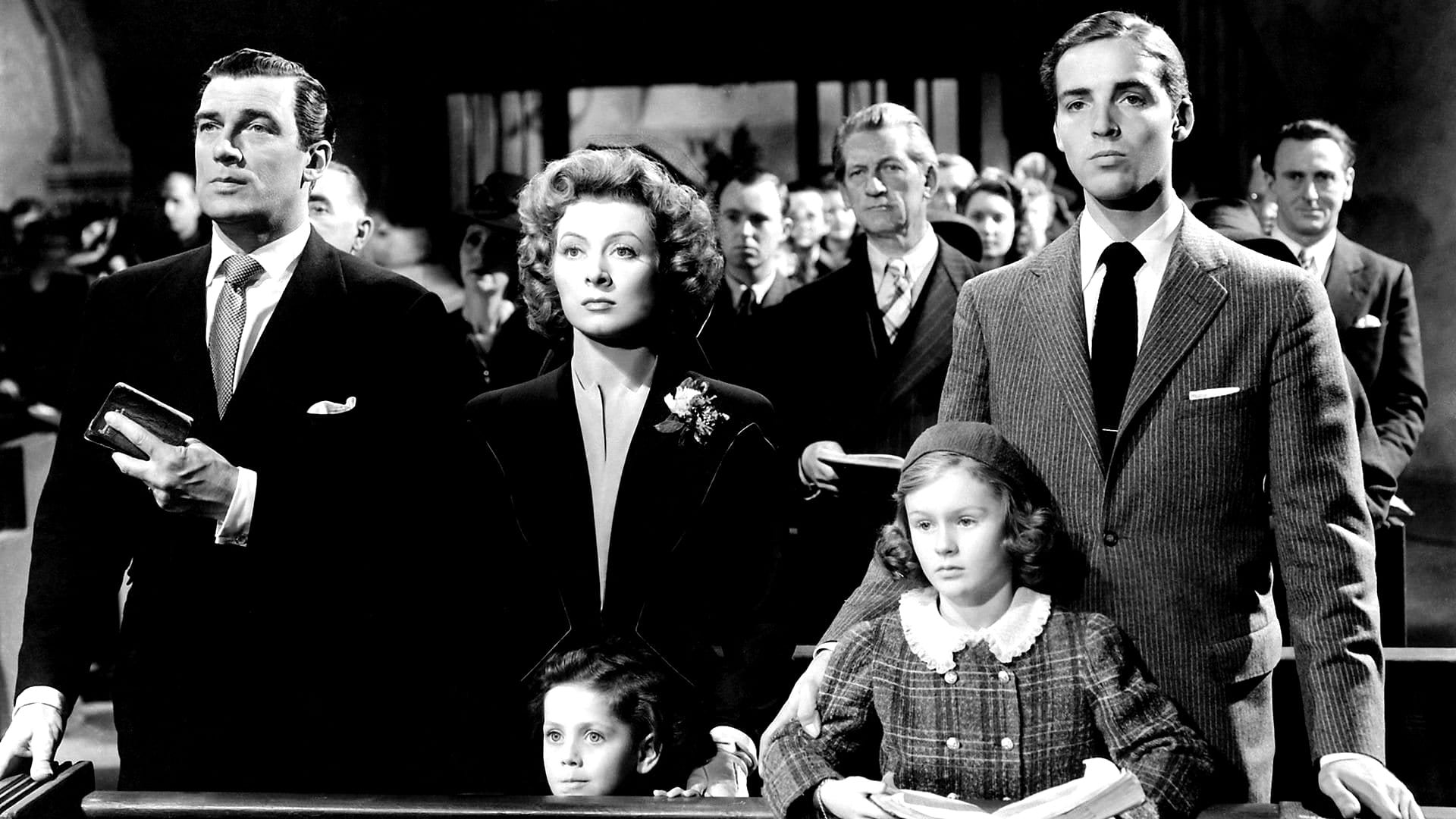 Cinematic background from Mrs. Miniver 1942 - Middle-class housewife Kay Miniver deals with petty problems. She and her husband Clem watch her Oxford-educated son Vin court Carol Beldon, the charming granddaughter of the local nobility as represented by Lady Beldon. Then the war comes and Vin joins the RAF.