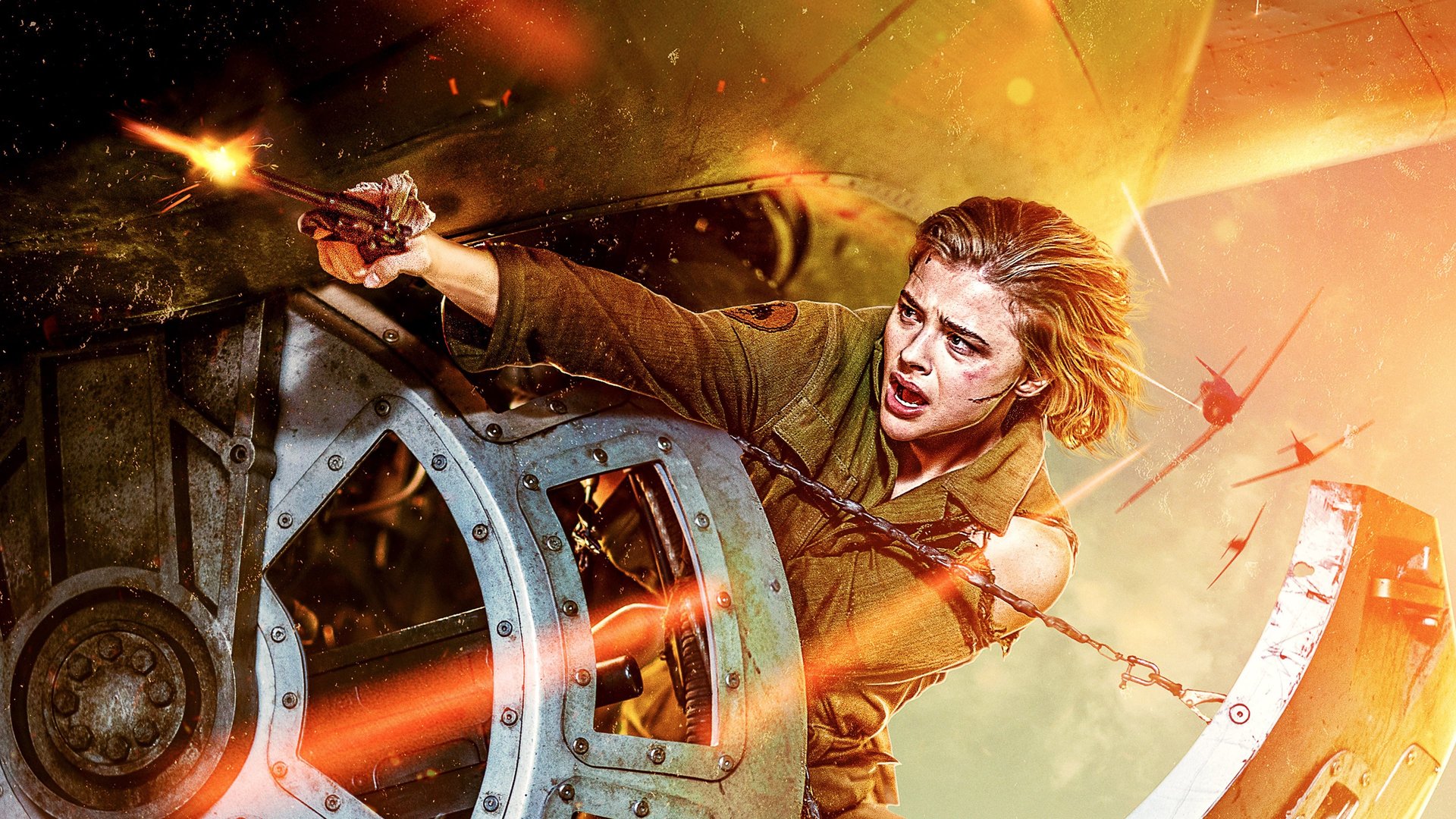 Cinematic background from Shadow in the Cloud 2020 - A WWII pilot traveling with top secret documents on a B-17 Flying Fortress encounters an evil presence on board the flight.