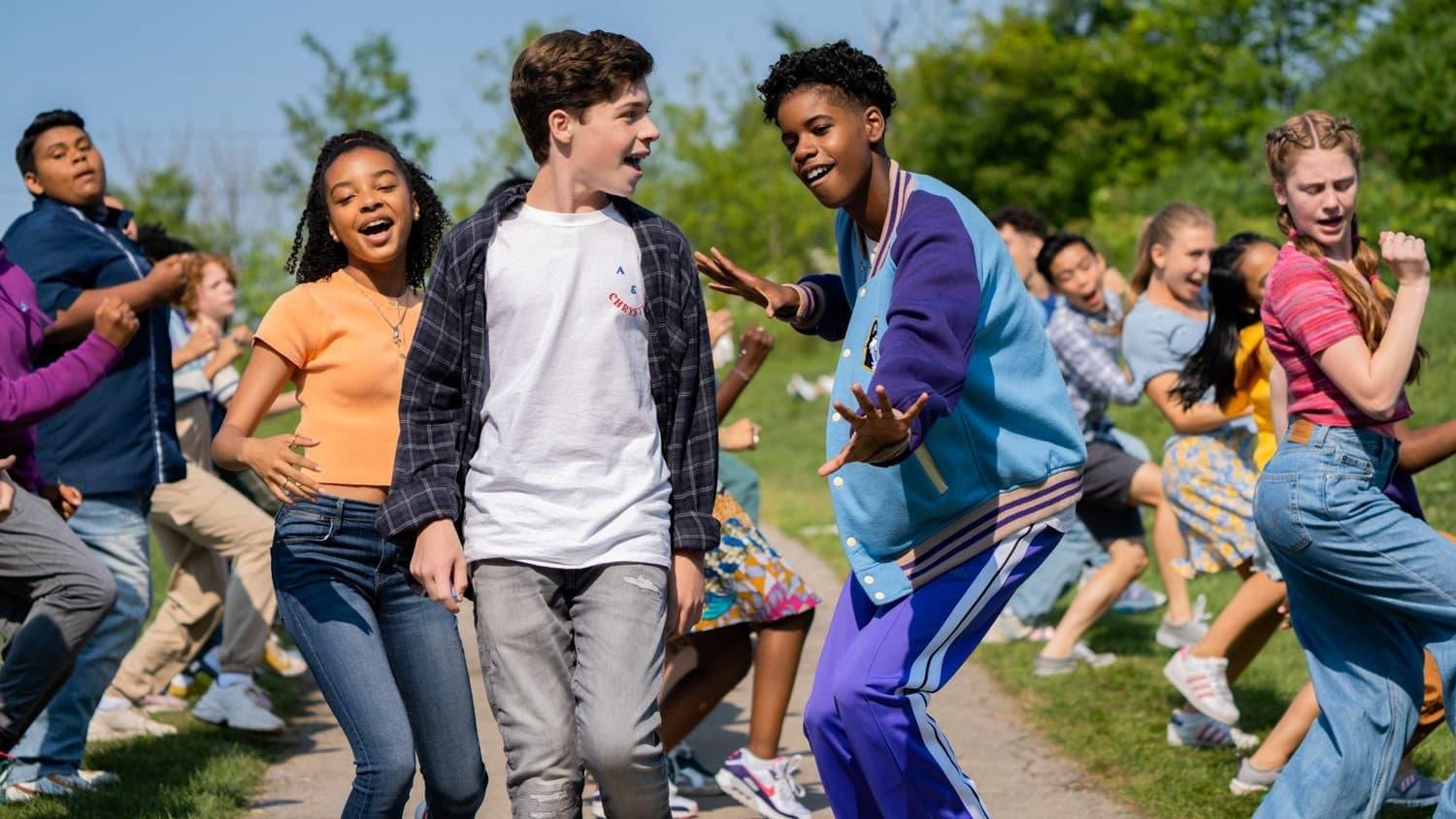 Cinematic background from 13: The Musical 2022 - After moving from New York City to Indiana, a 12 year old navigates his parents' divorce, his impending bar mitzvah and his new school's social circles.