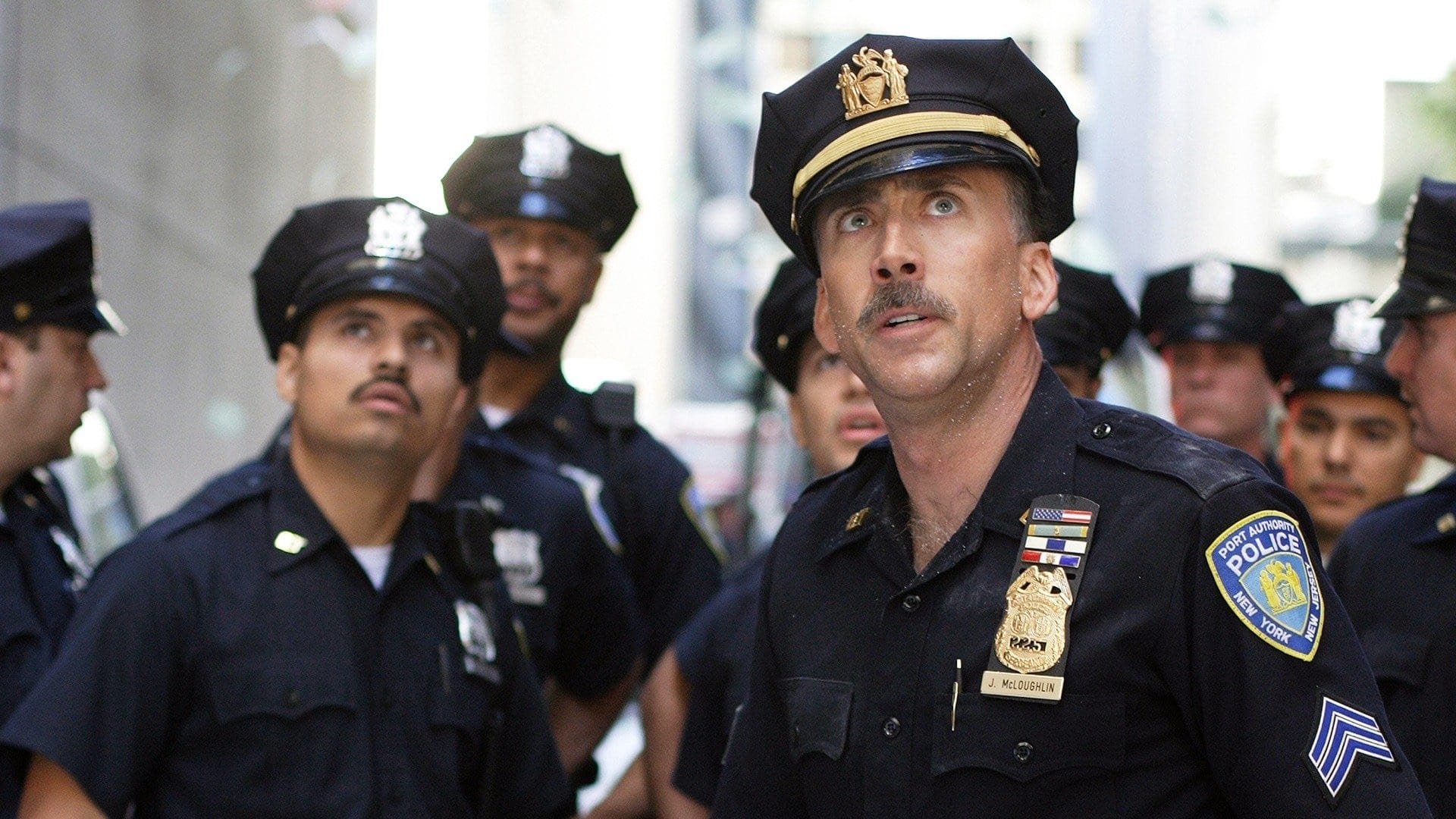 Cinematic background from World Trade Center 2006 - Two police officers struggle to survive when they become trapped beneath the rubble of the World Trade Center on September 11, 2001.