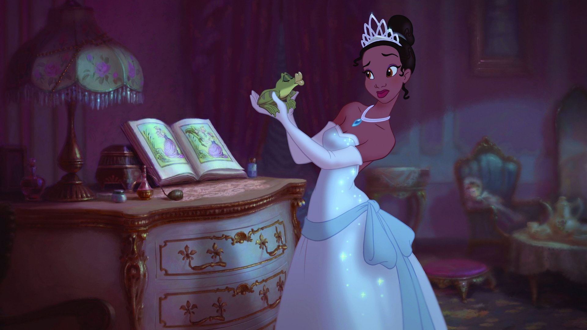 Cinematic background from The Princess and the Frog 2009 - A waitress, desperate to fulfill her dreams as a restaurant owner, is set on a journey to turn a frog prince back into a human being, but she has to face the same problem after she kisses him.