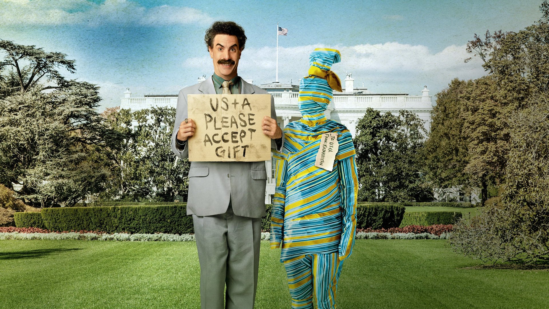 Cinematic background from Borat Subsequent Moviefilm 2020 - 14 years after making a film about his journey across the USA, Borat risks life and limb when he returns to the United States with his young daughter, and reveals more about the culture, the COVID-19 pandemic, and the political elections.