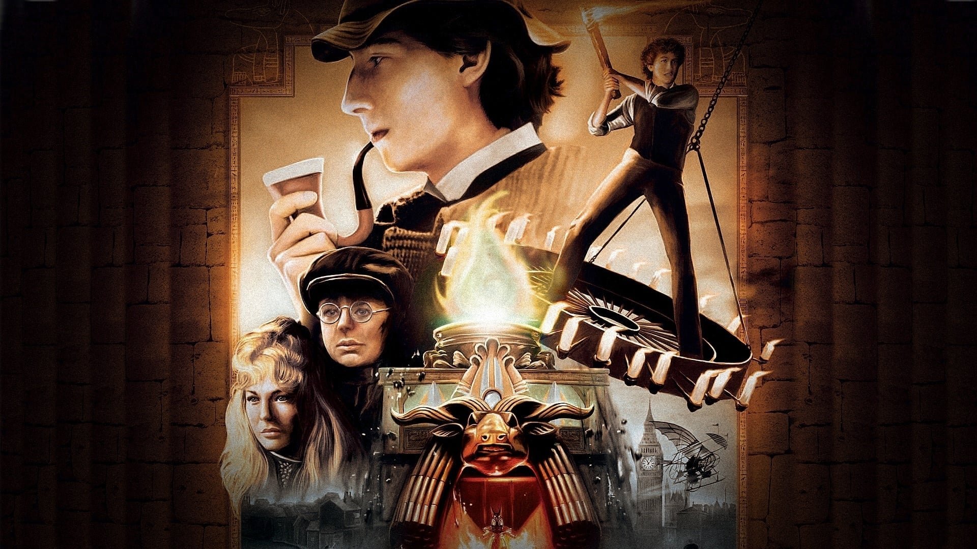Cinematic background from Young Sherlock Holmes 1985 - Sherlock Holmes and Dr. Watson meet as boys in an English Boarding school. Holmes is known for his deductive ability even as a youth, amazing his classmates with his abilities. When they discover a plot to murder a series of British business men by an Egyptian cult, they move to stop it.