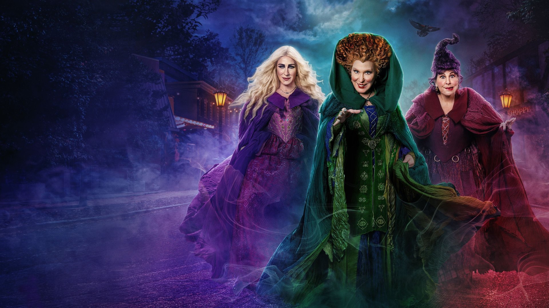 Cinematic background from Hocus Pocus 2 2022 - 29 years since the Black Flame Candle was last lit, the 17th-century Sanderson sisters are resurrected, and they are looking for revenge. Now it's up to three high school students to stop the ravenous witches from wreaking a new kind of havoc on Salem before dawn on All Hallow's Eve.