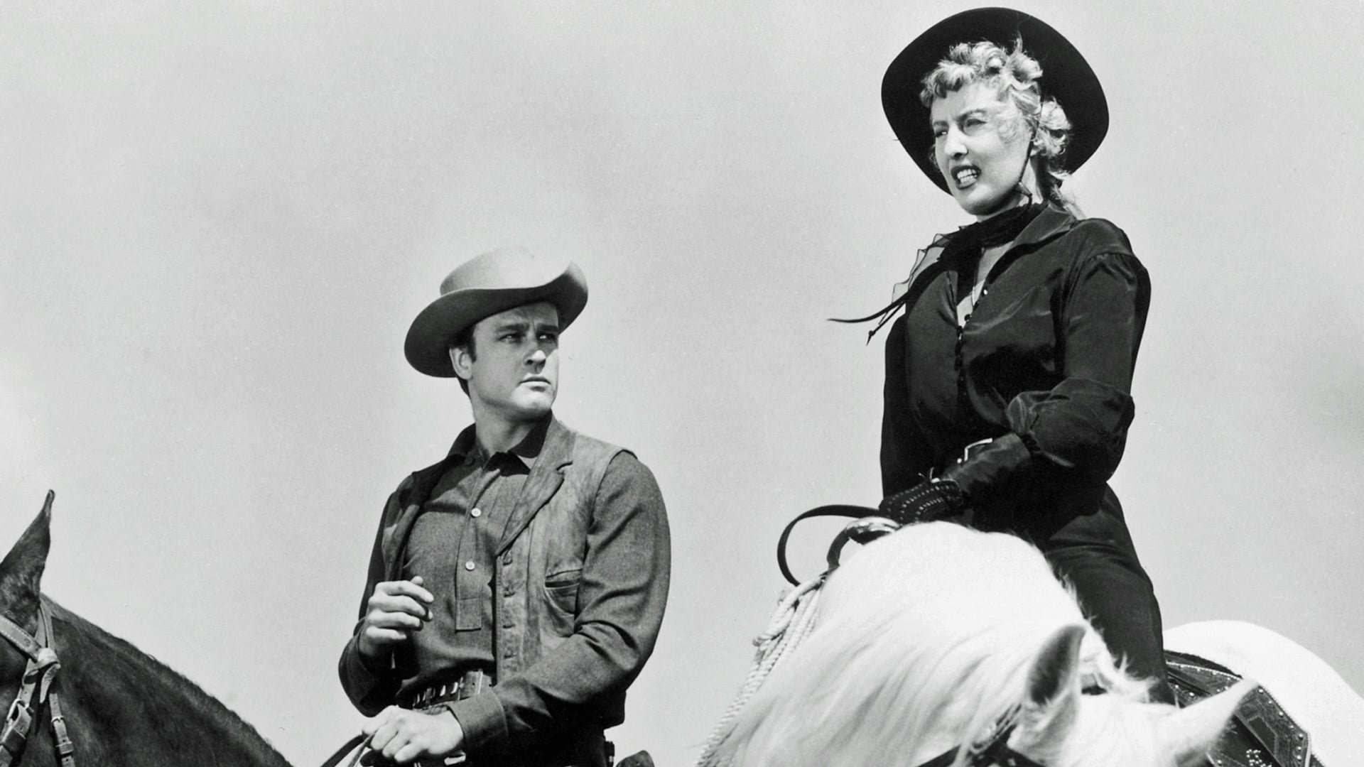 Cinematic background from Forty Guns 1957 - An authoritarian rancher rules an Arizona county with her private posse of hired guns. When a new Marshall arrives to set things straight, the cattle queen finds herself falling for the avowedly non-violent lawman. Both have itchy-fingered brothers, a female gunman enters the picture, and things go desperately wrong.