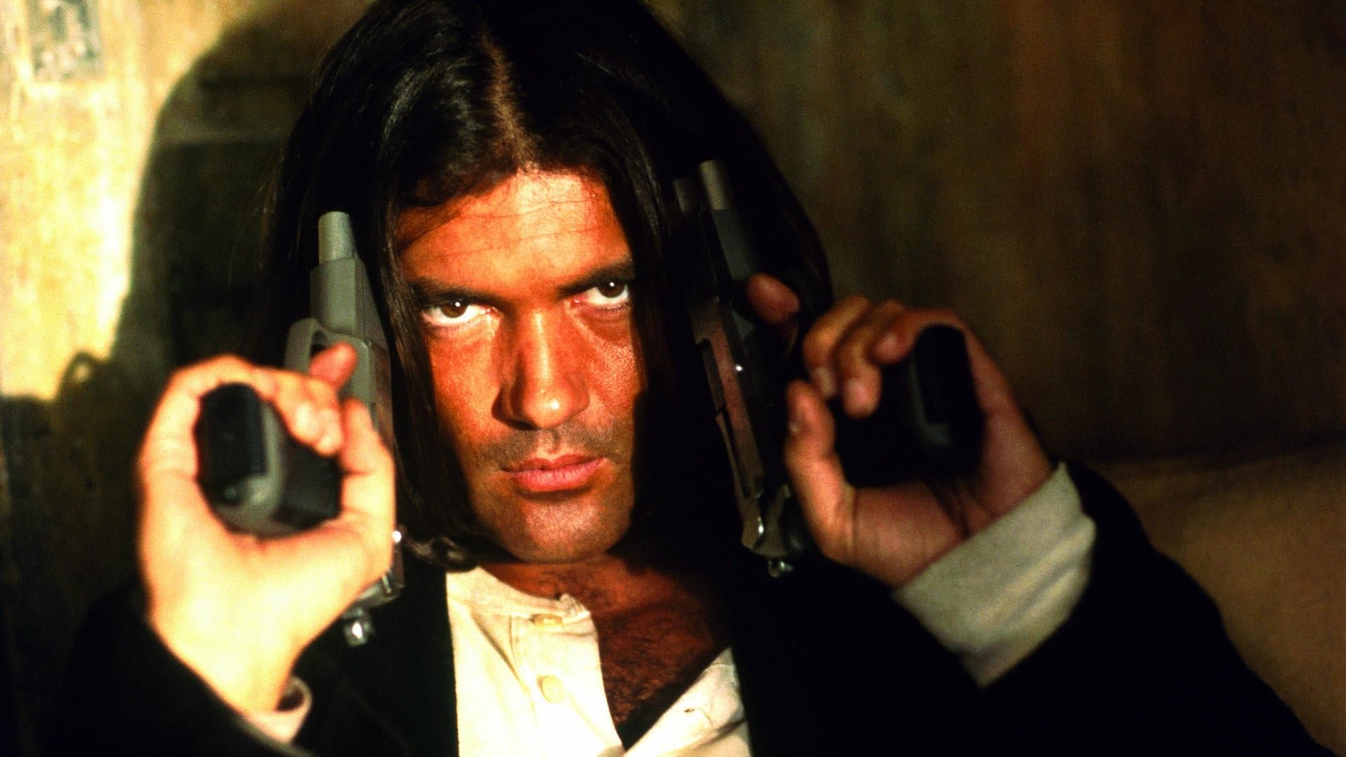 Cinematic background from Desperado 1995 - Mariachi plunges headfirst into the dark border underworld when he follows a trail of blood to the last of the infamous Mexican drug lords, Bucho, for an action-packed, bullet-riddled showdown. With the help of his best friend and a beautiful bookstore owner, the Mariachi tracks Bucho, takes on his army of desperados, and leaves a trail of blood of his own.