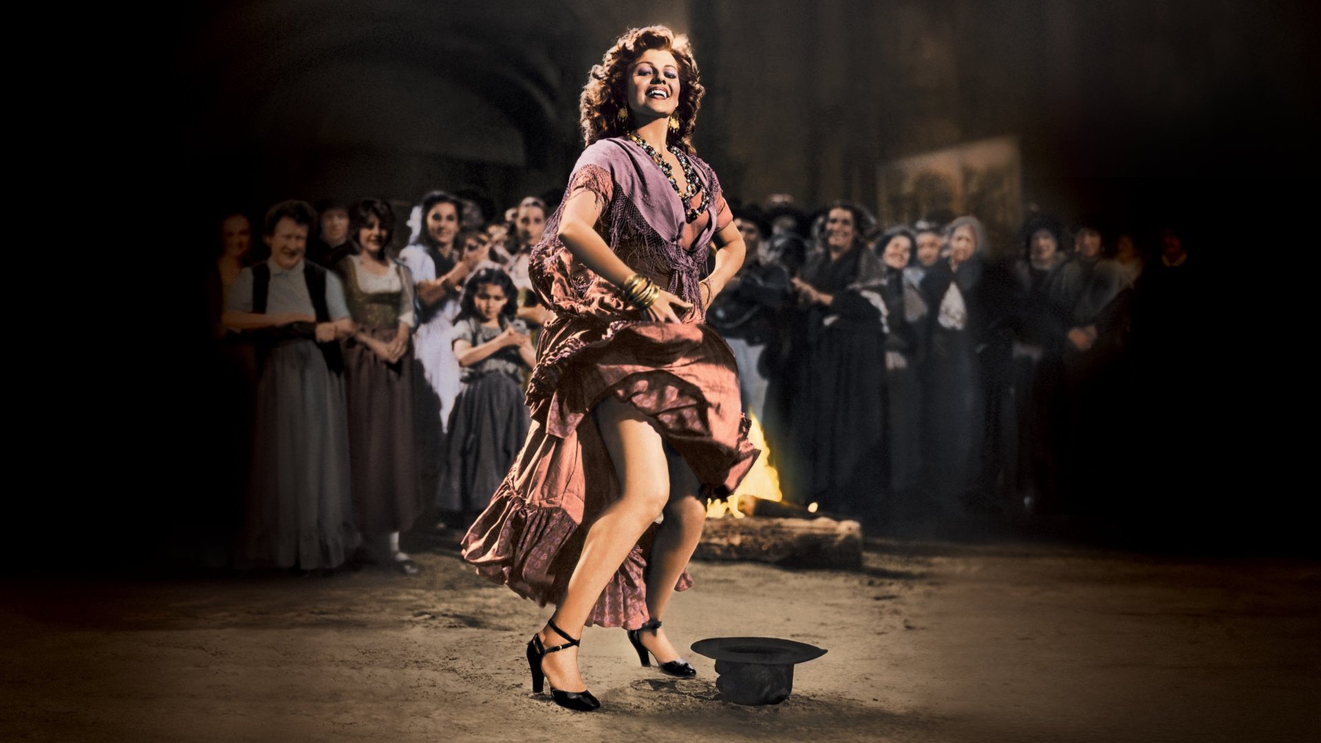 Cinematic background from The Loves of Carmen 1948 - Gypsy Carmen drives men wild in 1820s Spain, especially the dragoon Don Jose.