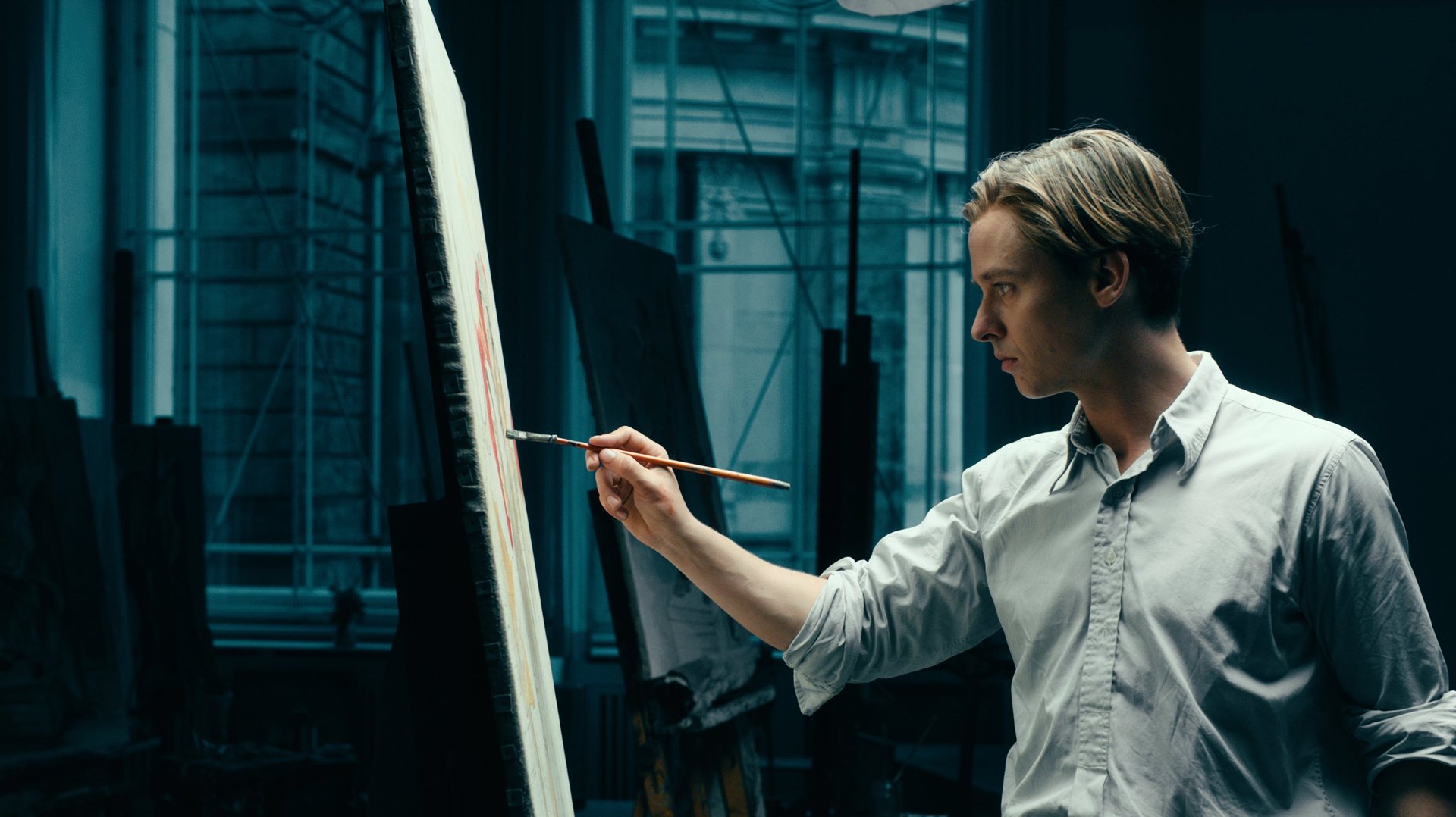 Cinematic background from Never Look Away 2018 - German artist Kurt Barnert has escaped East Germany and now lives in West Germany, but is tormented by his childhood under the Nazis and the GDR regime.