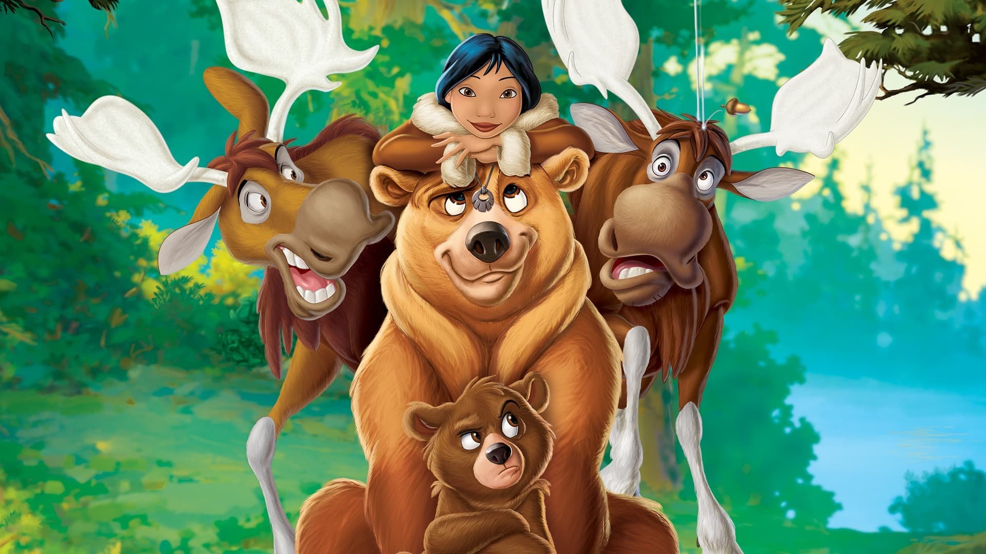 Cinematic background from Brother Bear 2 2006 - Kenai finds his childhood human friend Nita and the two embark on a journey to burn the amulet he gave to her before he was a bear, much to Koda's dismay.