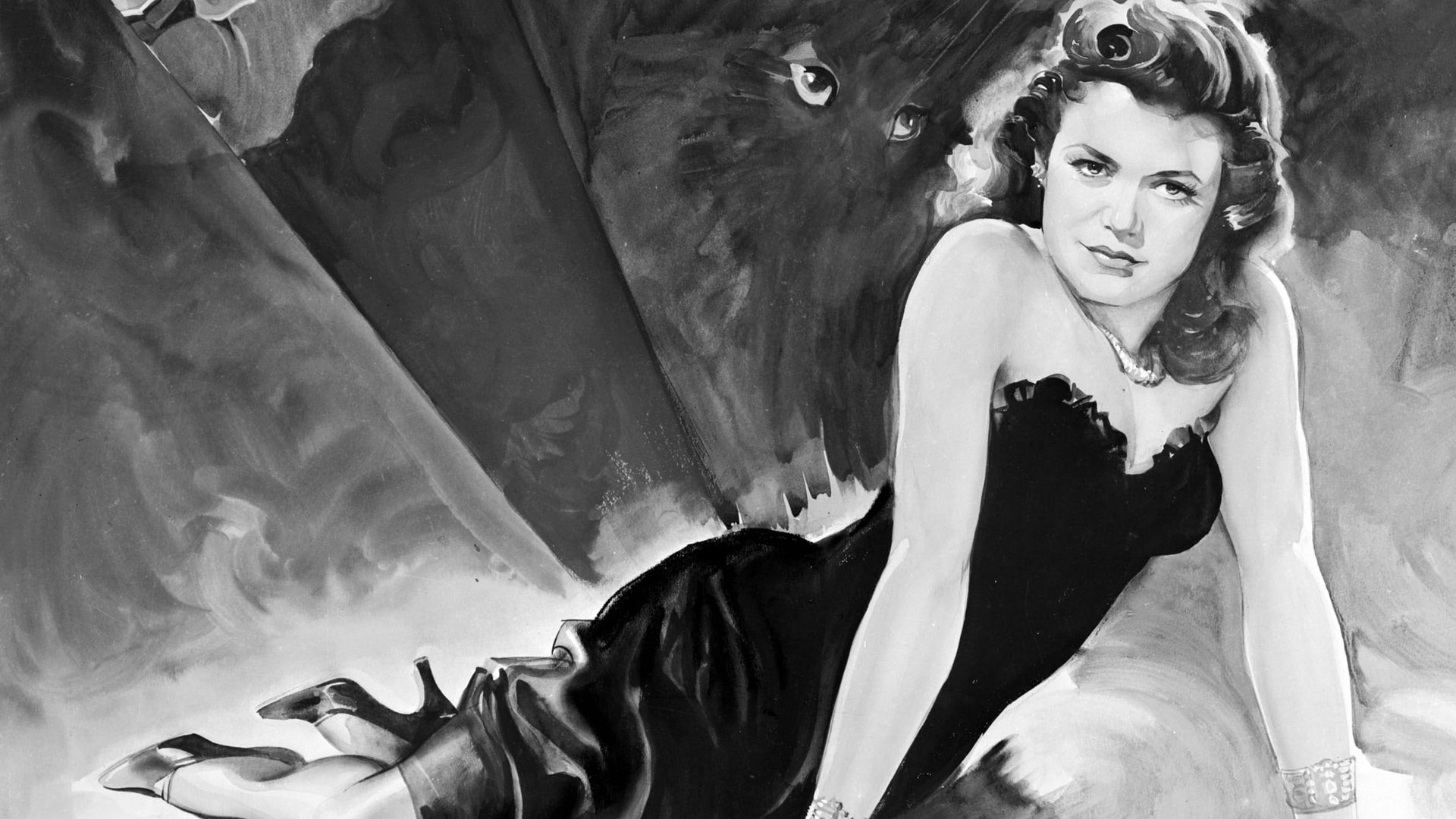 Cinematic background from Cat People 1942 - Serbian fashion designer Irena Dubrovna and American marine engineer Oliver Reed meet in Central Park, fall in love, and marry after a brief courtship; but Irena won't consummate the union for fear that she will turn into a panther compelled to kill her lover, pursuant to a belief harbored by her home village.