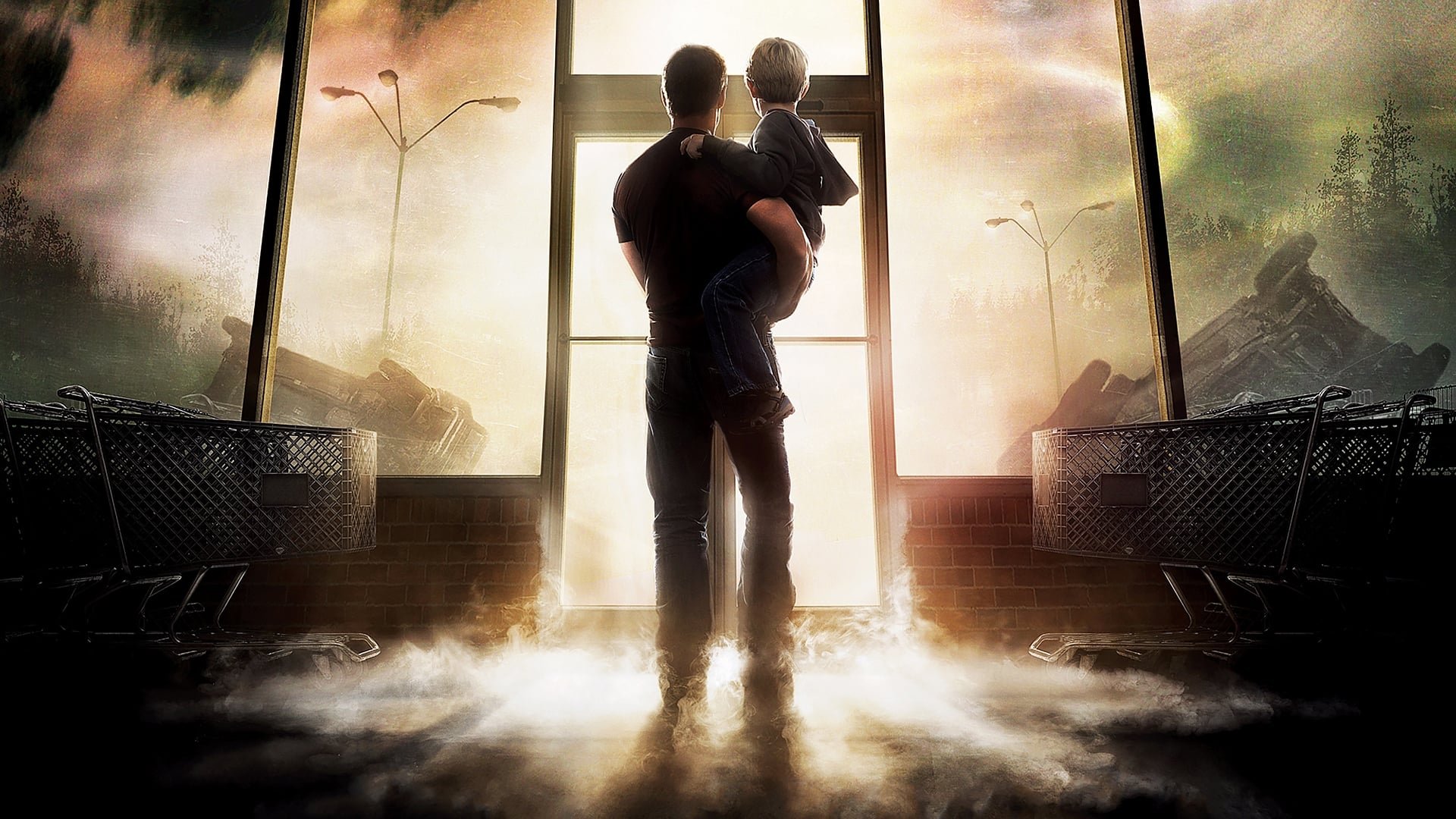 Cinematic background from The Mist 2007 - After a violent storm, a dense cloud of mist envelops a small Maine town, trapping artist David Drayton and his five-year-old son in a local grocery store with other people. They soon discover that the mist conceals deadly horrors that threaten their lives, and worse, their sanity.