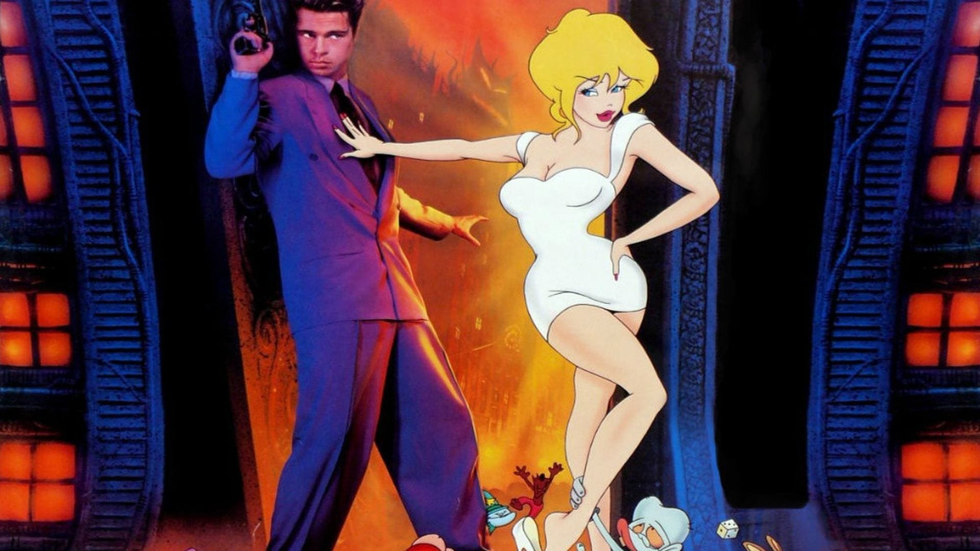Cinematic background from Cool World 1992 - A bizarre accident lands Frank Harris in Cool World, a realm of cartoons. Years later, cartoonist Jack Deebs, who's been drawing Cool World, crosses over as well. He sets his lustful sights on animated femme fatale Holli Would, but she's got plans of her own to become real, and it's up to Frank to stop her.