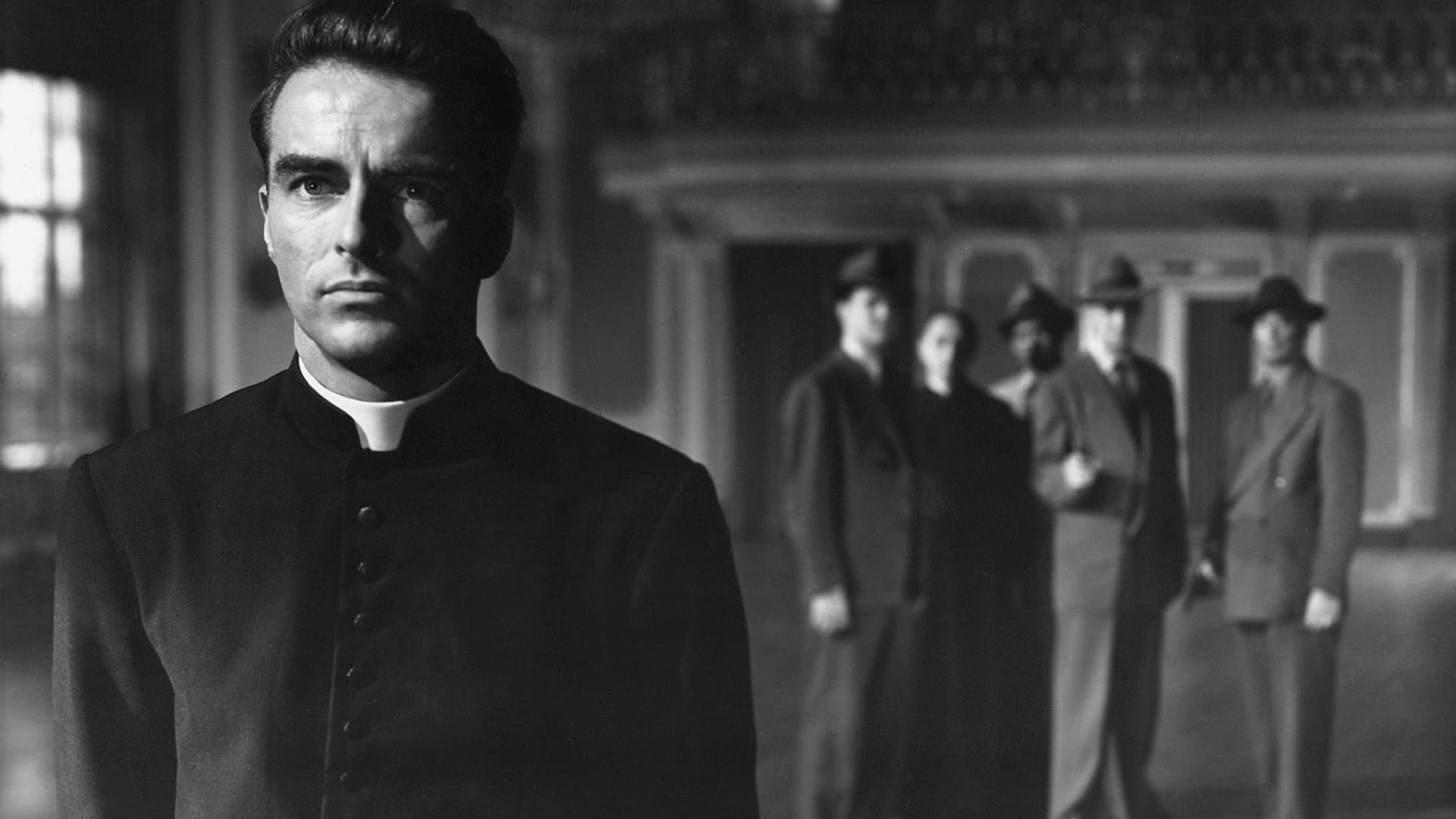 Cinematic background from I Confess 1953 - Unable, due to the seal of the confessional, to be forthcoming with information that would serve to clear himself during a murder investigation, a priest becomes the prime suspect.