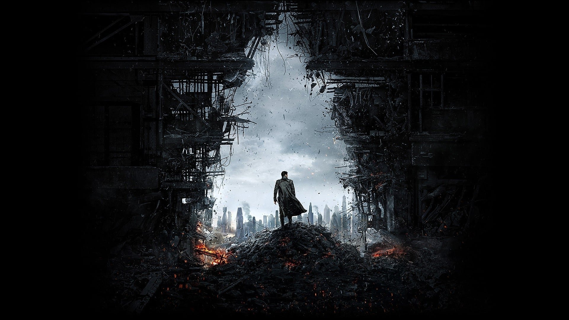 Cinematic background from Star Trek Into Darkness 2013 - When the crew of the Enterprise is called back home, they find an unstoppable force of terror from within their own organization has detonated the fleet and everything it stands for, leaving our world in a state of crisis.  With a personal score to settle, Captain Kirk leads a manhunt to a war-zone world to capture a one man weapon of mass destruction. As our heroes are propelled into an epic chess game of life and death, love will be challenged, friendships will be torn apart, and sacrifices must be made for the only family Kirk has left: his crew.