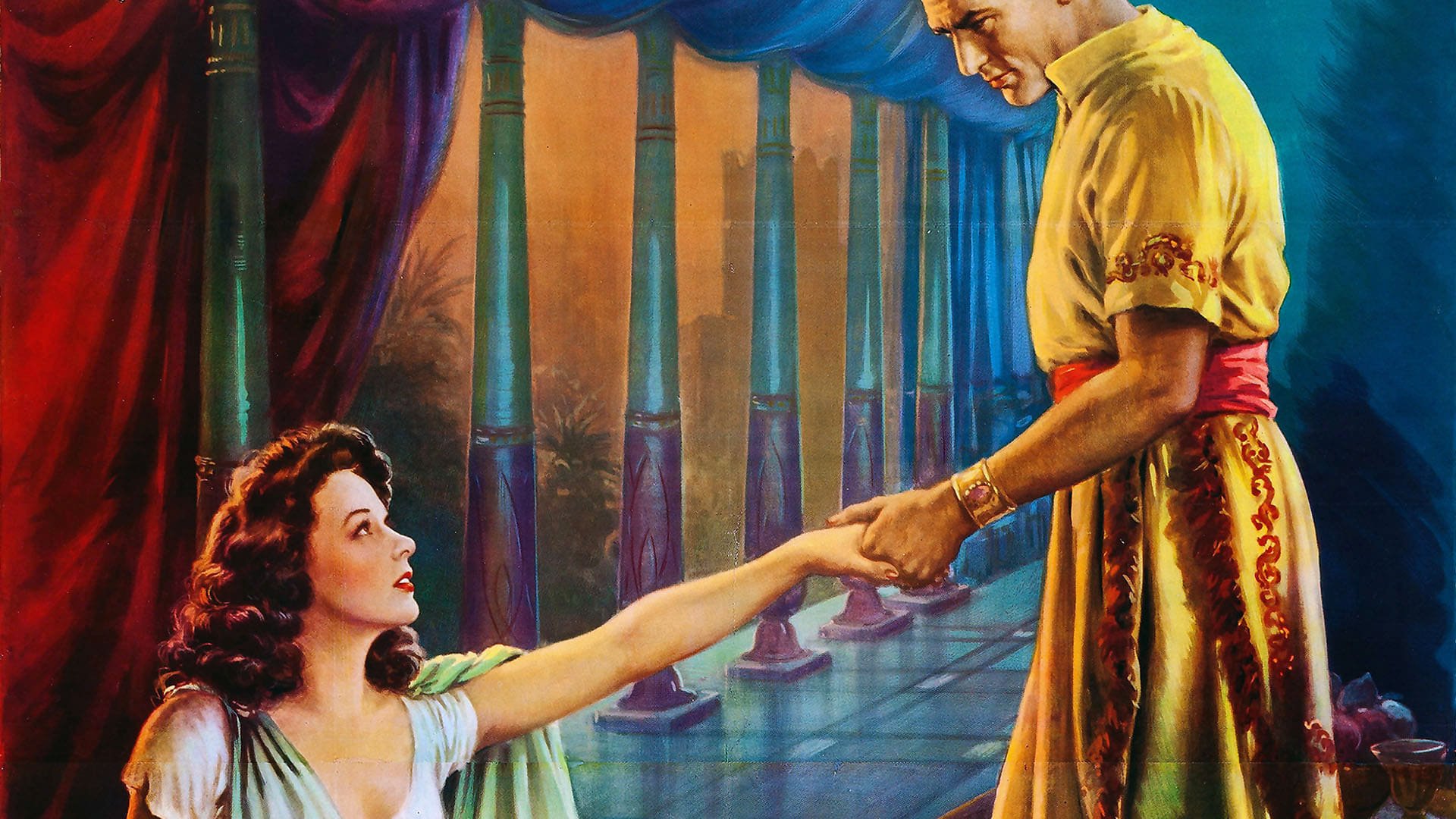 Cinematic background from David and Bathsheba 1951 - King David enters into an adulterous affair with the beautiful Bathsheba, which has tragic consequences for his family and Israel.