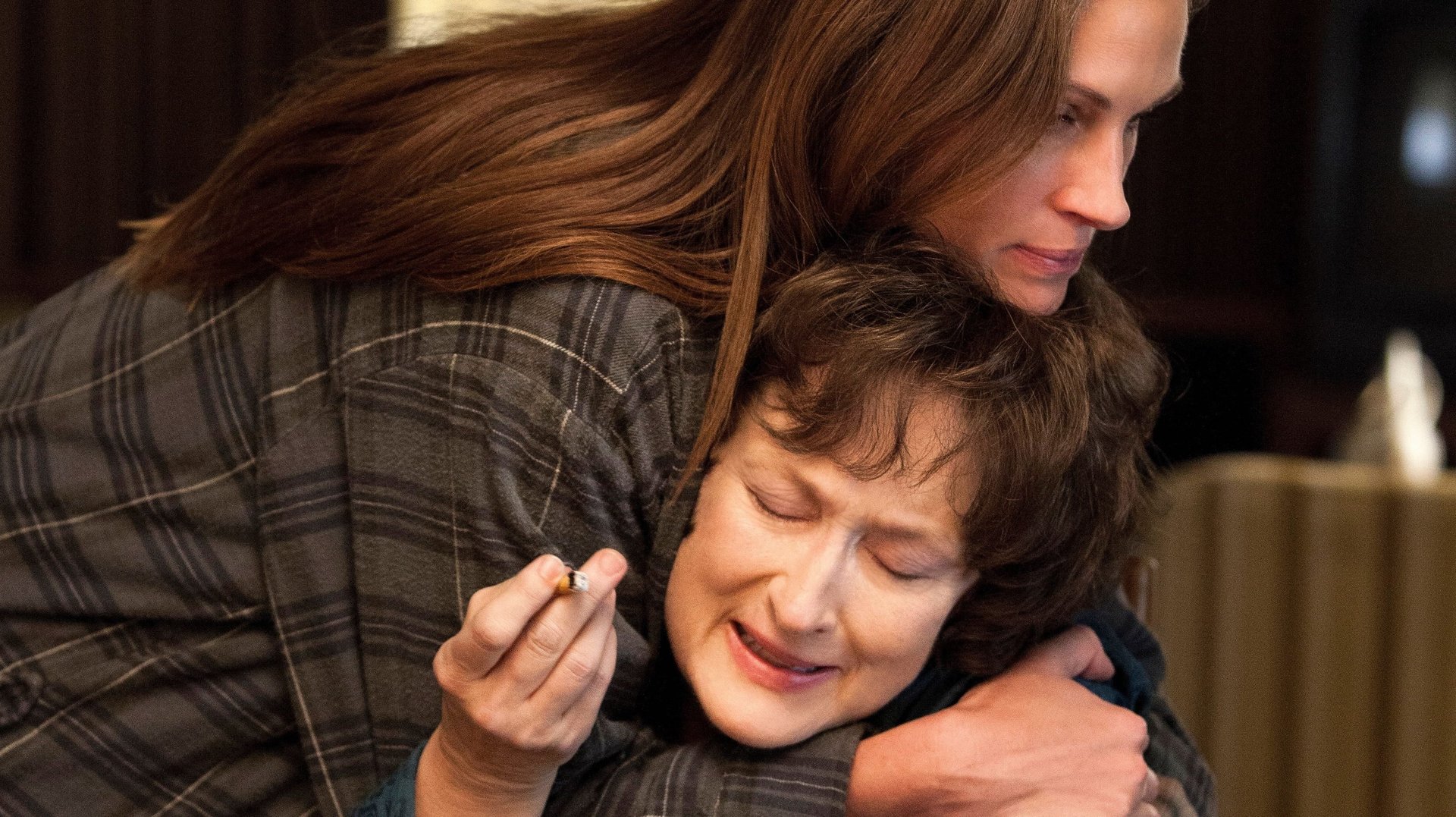 Cinematic background from August: Osage County 2013 - A look at the lives of the strong-willed women of the Weston family, whose paths have diverged until a family crisis brings them back to the Midwest house they grew up in, and to the dysfunctional woman who raised them.