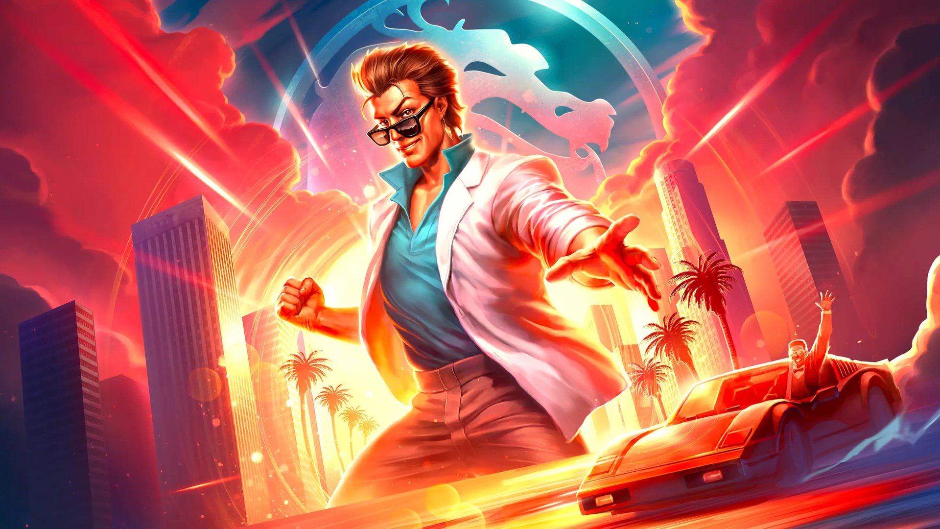 Cinematic background from Mortal Kombat Legends: Cage Match 2023 - In 1980s Hollywood, action star Johnny Cage is looking to become an A-list actor. But when his costar, Jennifer, goes missing from set, Johnny finds himself thrust into a world filled with shadows, danger, and deceit. As he embarks on a bloody journey, Johnny quickly discovers the City of Angels has more than a few devils in its midst.