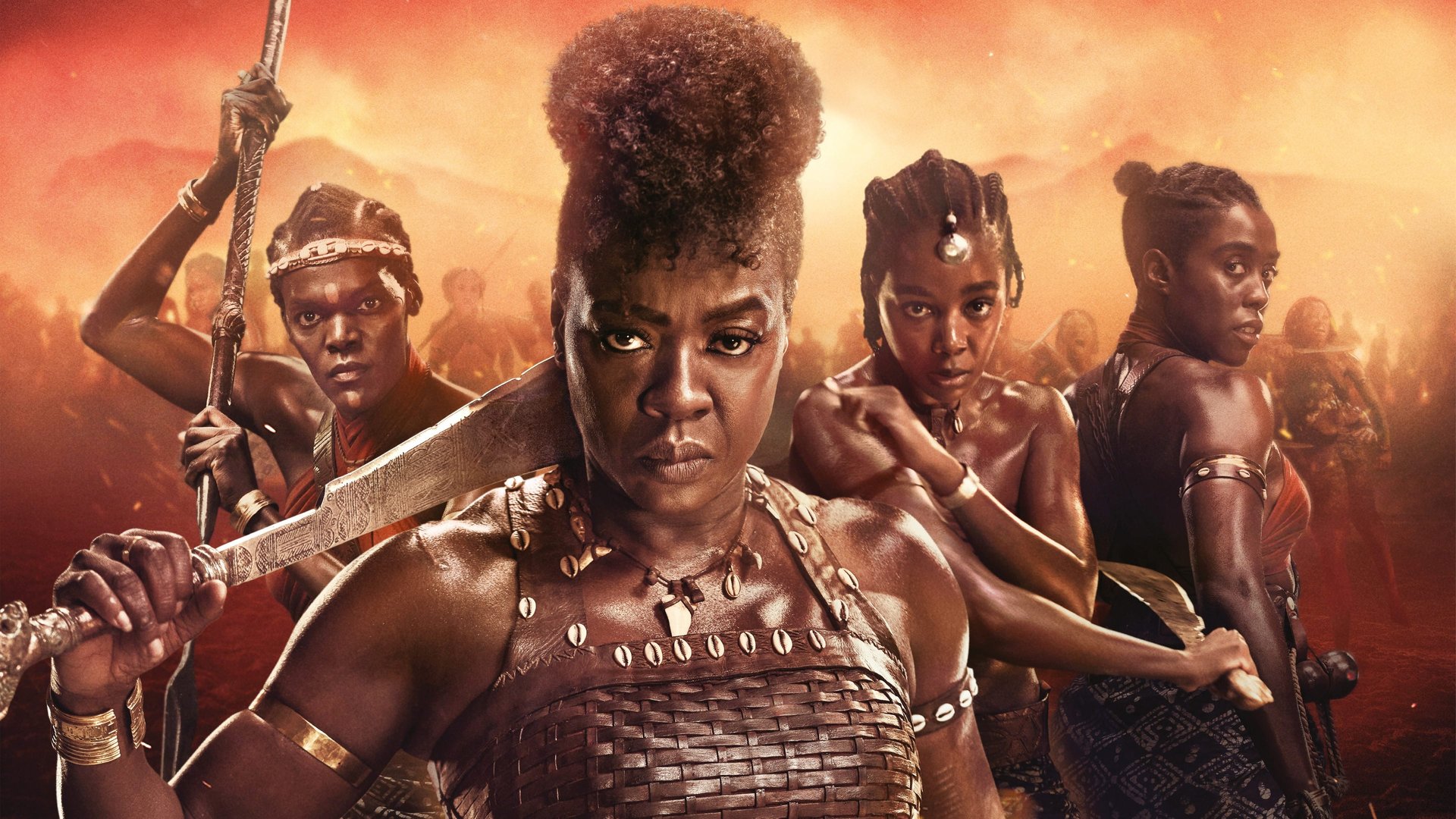 Cinematic background from The Woman King 2022 - The story of the Agojie, the all-female unit of warriors who protected the African Kingdom of Dahomey in the 1800s with skills and a fierceness unlike anything the world has ever seen, and General Nanisca as she trains the next generation of recruits and readies them for battle against an enemy determined to destroy their way of life.