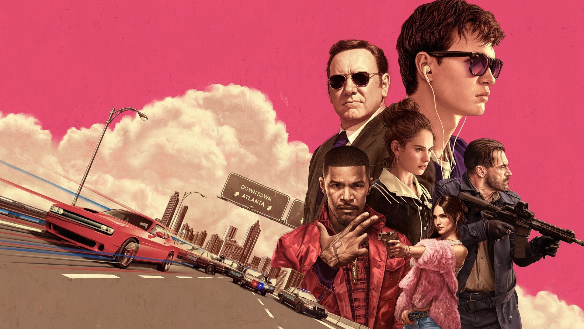 Cinematic background from Baby Driver 2017 - After being coerced into working for a crime boss, a young getaway driver finds himself taking part in a heist doomed to fail.