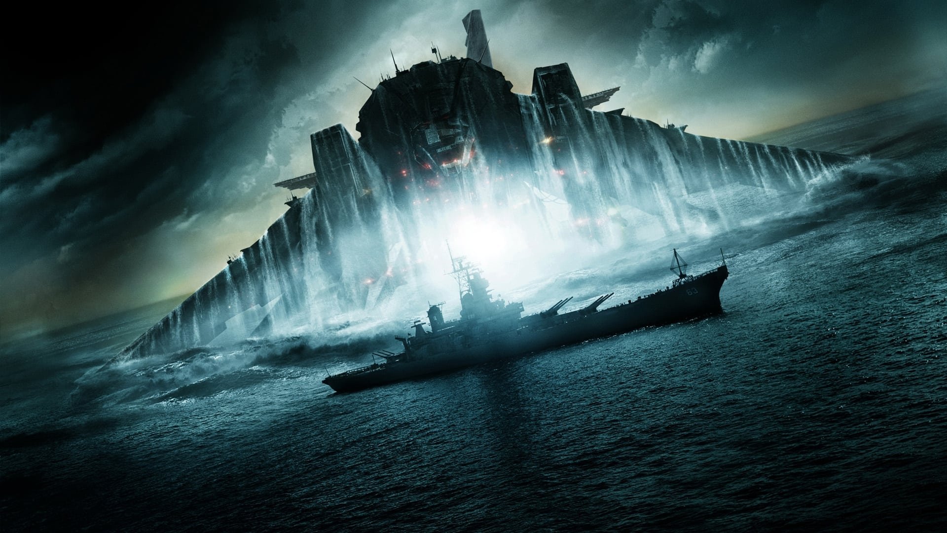 Cinematic background from Battleship 2012 - When mankind beams a radio signal into space, a reply comes from ‘Planet G’, in the form of several alien crafts that splash down in the waters off Hawaii. Lieutenant Alex Hopper is a weapons officer assigned to the USS John Paul Jones, part of an international naval coalition which becomes the world's last hope for survival as they engage the hostile alien force of unimaginable strength. While taking on the invaders, Hopper must also try to live up to the potential that his brother, and his fiancée's father—an Admiral—expect of him.