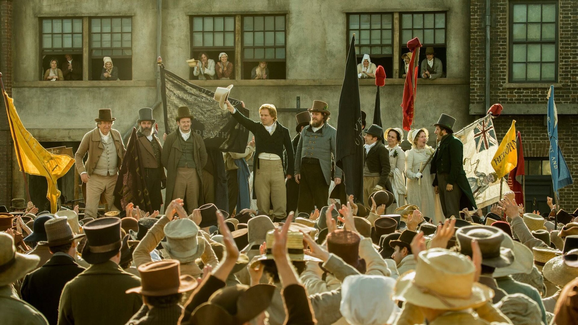 Cinematic background from Peterloo 2018 - An epic portrayal of the events surrounding the infamous 1819 Peterloo Massacre, where a peaceful pro-democracy rally at St Peter’s Field in Manchester turned into one of the bloodiest and most notorious episodes in British history. The massacre saw British government forces charge into a crowd of over 60,000 that had gathered to demand political reforms and protest against rising levels of poverty.