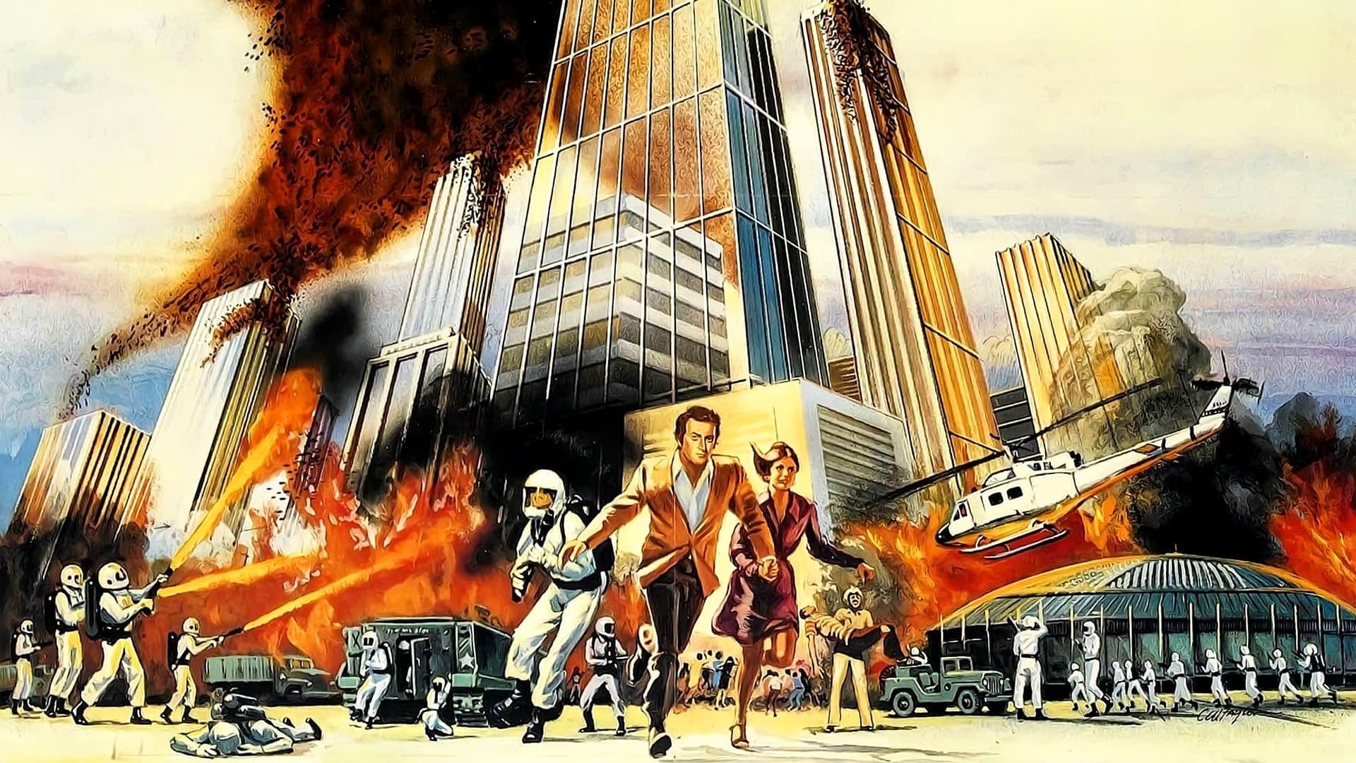 Cinematic background from The Swarm 1978 - Scientist Dr. Bradford Crane and army general Thalius Slater join forces to fight an almost invisible enemy threatening America; killer bees that have deadly venom and attack without reason. Disaster movie-master Irwin Allen's film contains spectacular special effects, including a train crash caused by the eponymous swarm.