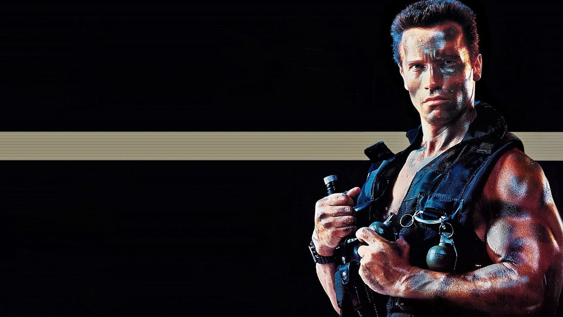 Cinematic background from Commando 1985 - John Matrix, the former leader of a special commando strike force that always got the toughest jobs done, is forced back into action when his young daughter is kidnapped. To find her, Matrix has to fight his way through an array of punks, killers, one of his former commandos, and a fully equipped private army. With the help of a feisty stewardess and an old friend, Matrix has only a few hours to overcome his greatest challenge: finding his daughter before she's killed.