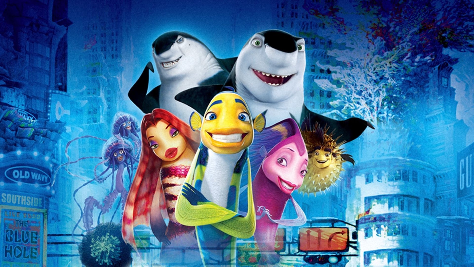 Cinematic background from Shark Tale 2004 - Oscar is a small fish whose big aspirations often get him into trouble. Meanwhile, Lenny is a great white shark with a surprising secret that no sea creature would guess: He's a vegetarian. When a lie turns Oscar into an improbable hero and Lenny becomes an outcast, the two form an unlikely friendship.