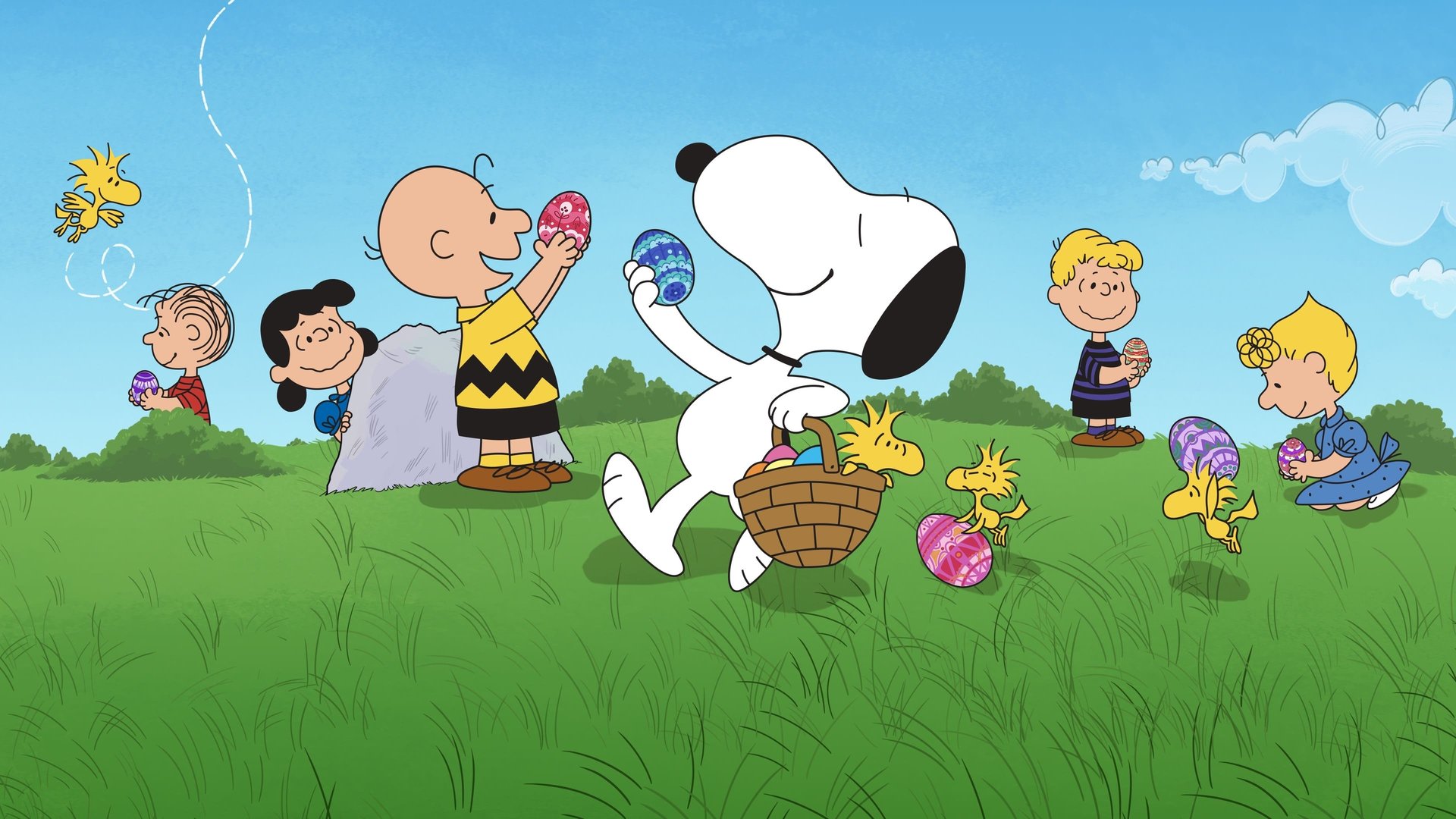 Cinematic background from It's the Easter Beagle, Charlie Brown! 1974 - Charlie Brown, Linus and the entire Peanuts gang are off on a lively Easter egg hunt. They suspect they've spotted the Easter Bunny … but the trouble is, he looks a lot like a certain beagle who's near and dear to Charlie Brown's heart. Is it truly the Easter Bunny, or is it just the irrepressible Snoopy playing a trick on the kids?