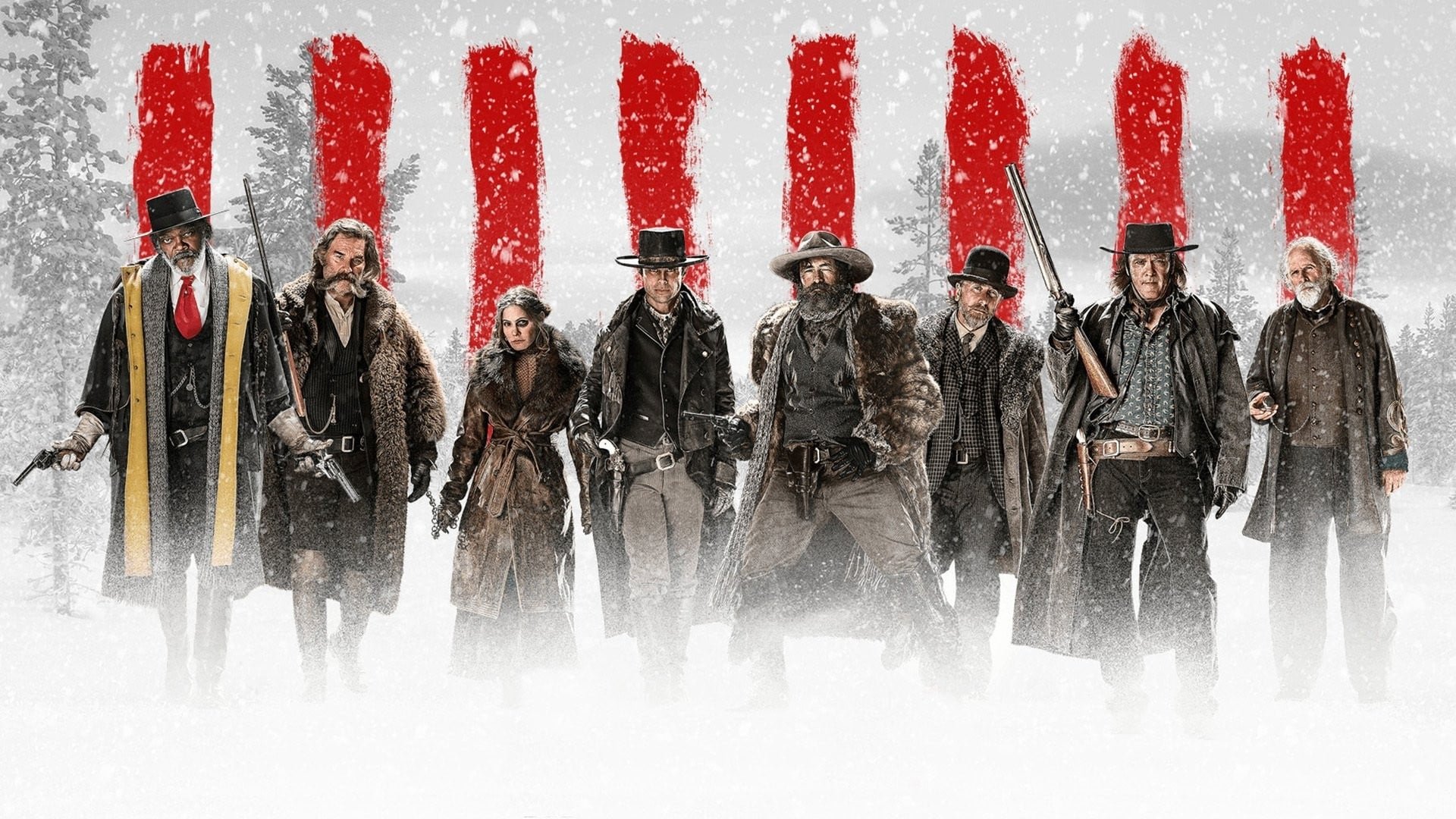 Cinematic background from The Hateful Eight 2015 - Bounty hunters seek shelter from a raging blizzard and get caught up in a plot of betrayal and deception.