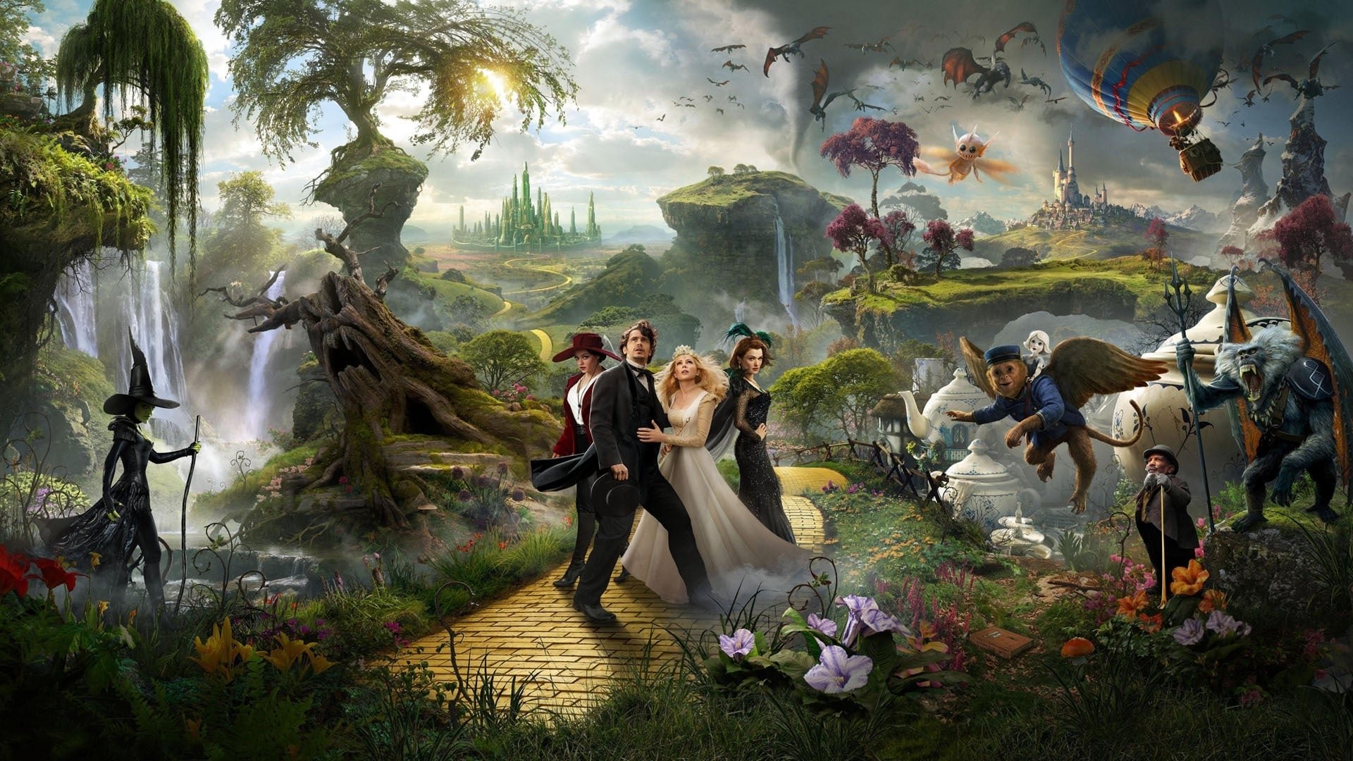 Cinematic background from Oz the Great and Powerful 2013 - Oscar Diggs, a small-time circus illusionist and con-artist, is whisked from Kansas to the Land of Oz where the inhabitants assume he's the great wizard of prophecy, there to save Oz from the clutches of evil.
