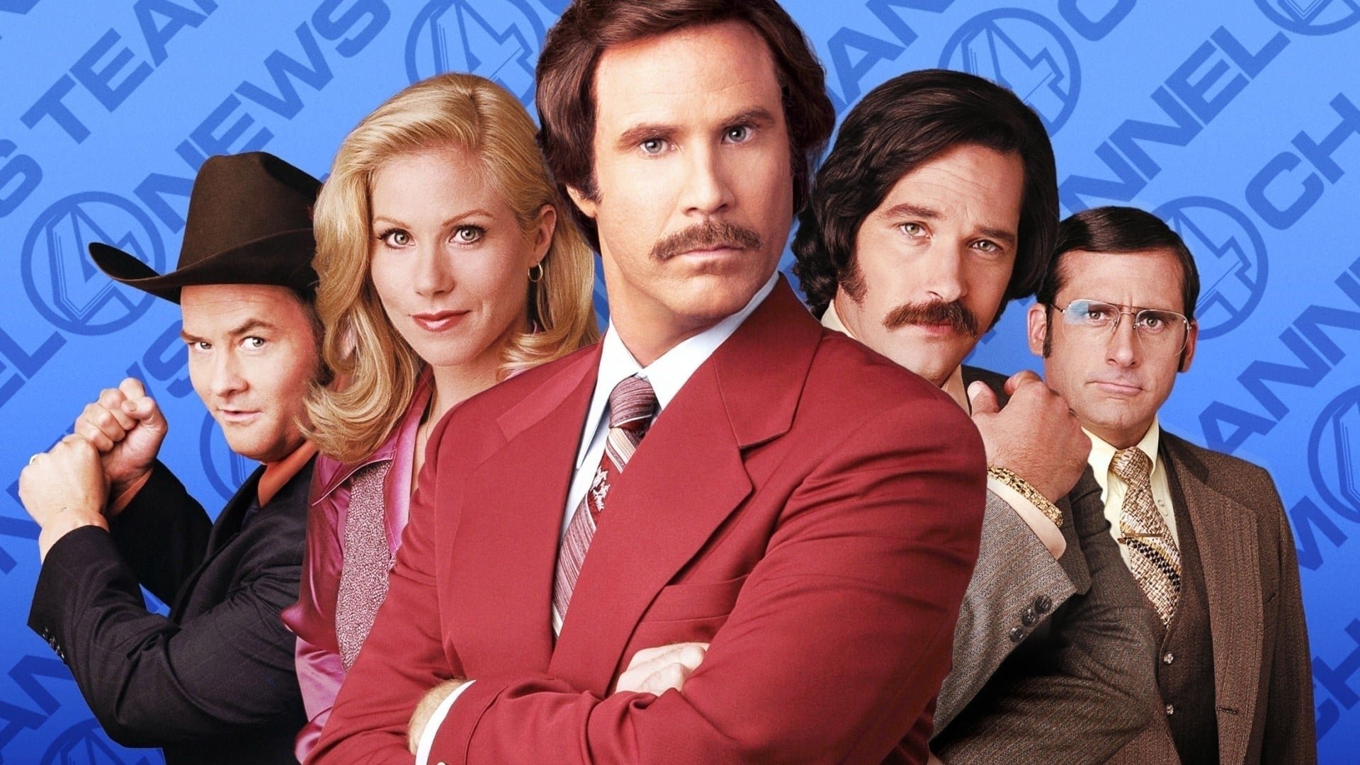 Cinematic background from Anchorman: The Legend of Ron Burgundy 2004 - It's the 1970s and San Diego anchorman Ron Burgundy is the top dog in local TV, but that's all about to change when ambitious reporter Veronica Corningstone arrives as a new employee at his station.