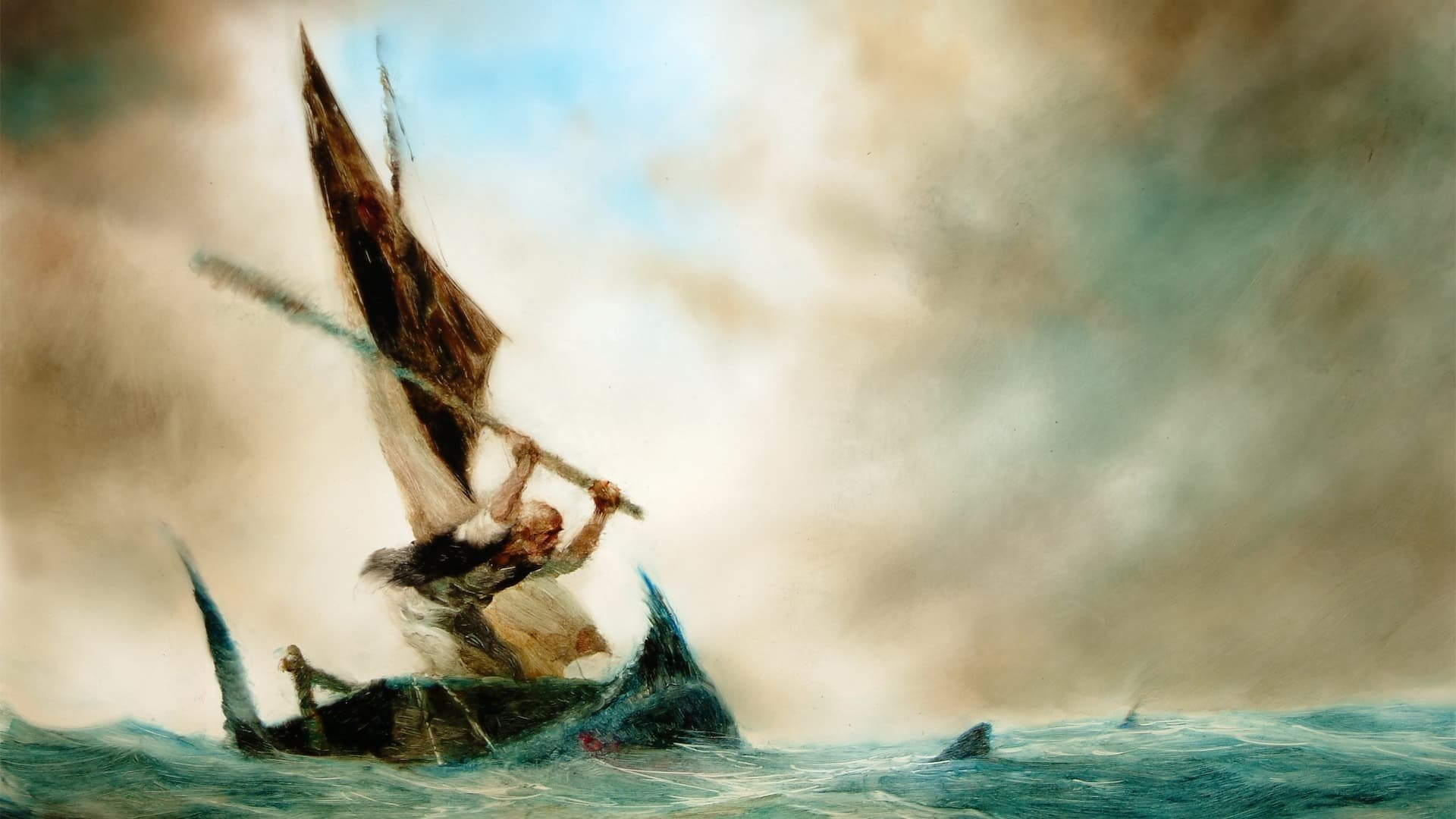 Cinematic background from The Old Man and the Sea 1958 - Santiago is an aging, down-on-his-luck, Cuban fisherman who, after catching nothing for nearly 3 months, hooks a huge Marlin and struggles to land it far out in the Gulf Stream.