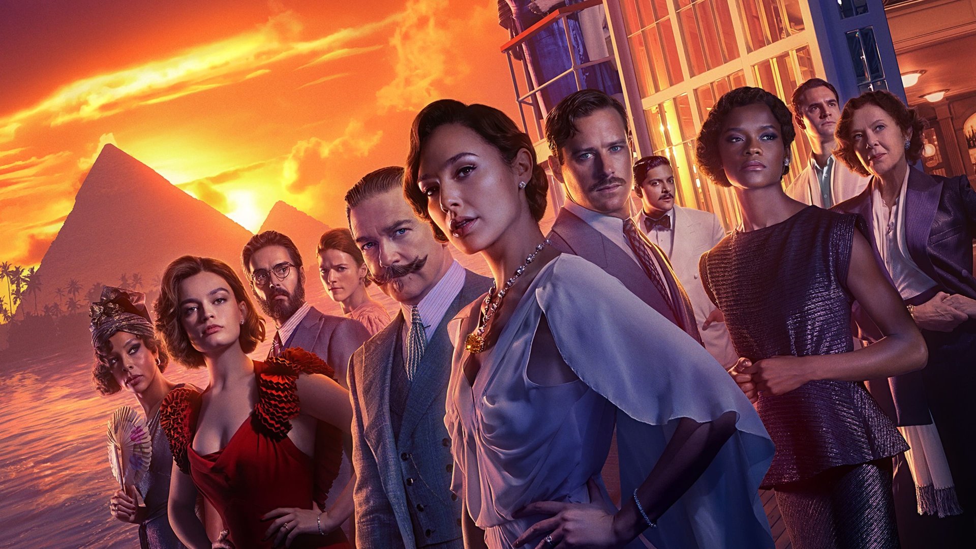 Cinematic background from Death on the Nile 2022 - Belgian sleuth Hercule Poirot's Egyptian vacation aboard a glamorous river steamer turns into a terrifying search for a murderer when a picture-perfect couple's idyllic honeymoon is tragically cut short.