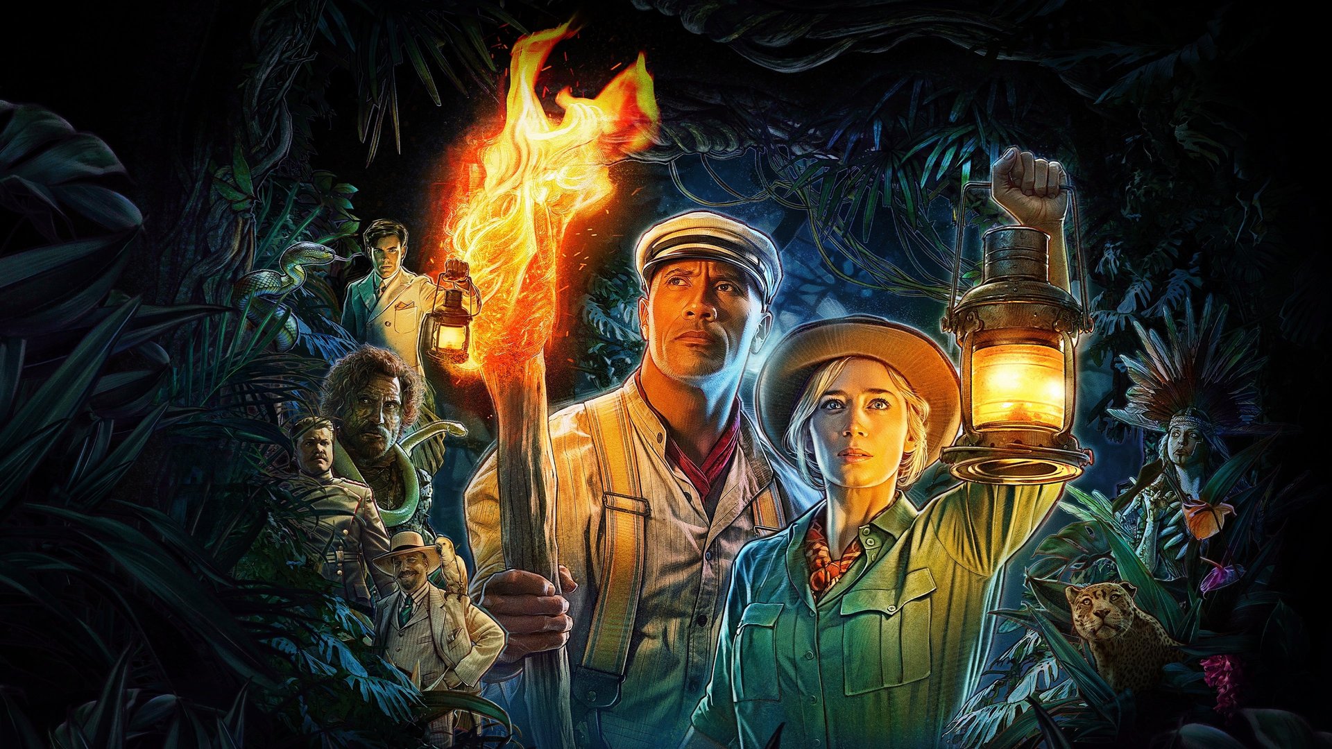 Cinematic background from Jungle Cruise 2021 - Dr. Lily Houghton enlists the aid of wisecracking skipper Frank Wolff to take her down the Amazon in his dilapidated boat. Together, they search for an ancient tree that holds the power to heal – a discovery that will change the future of medicine.