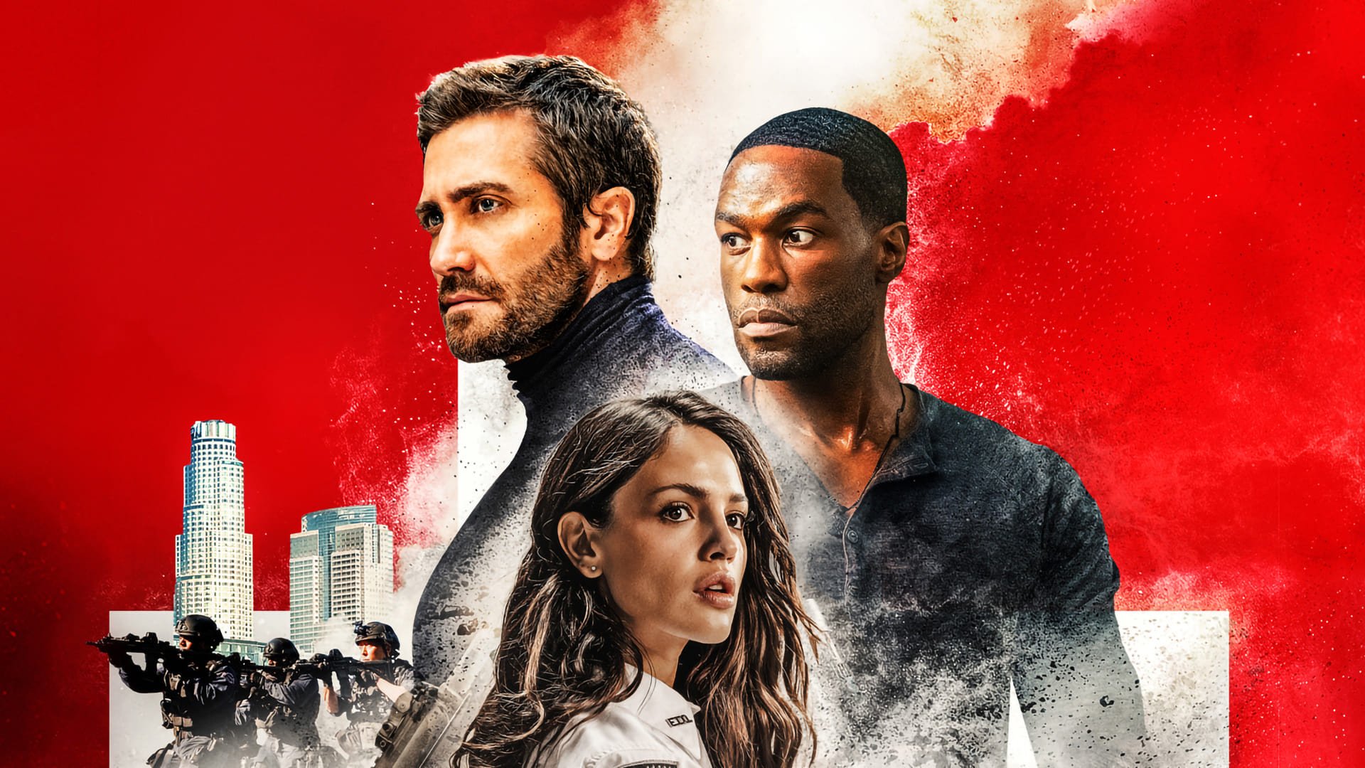 Cinematic background from Ambulance 2022 - Decorated veteran Will Sharp, desperate for money to cover his wife's medical bills, asks for help from his adoptive brother Danny. A charismatic career criminal, Danny instead offers him a score: the biggest bank heist in Los Angeles history: $32 million.