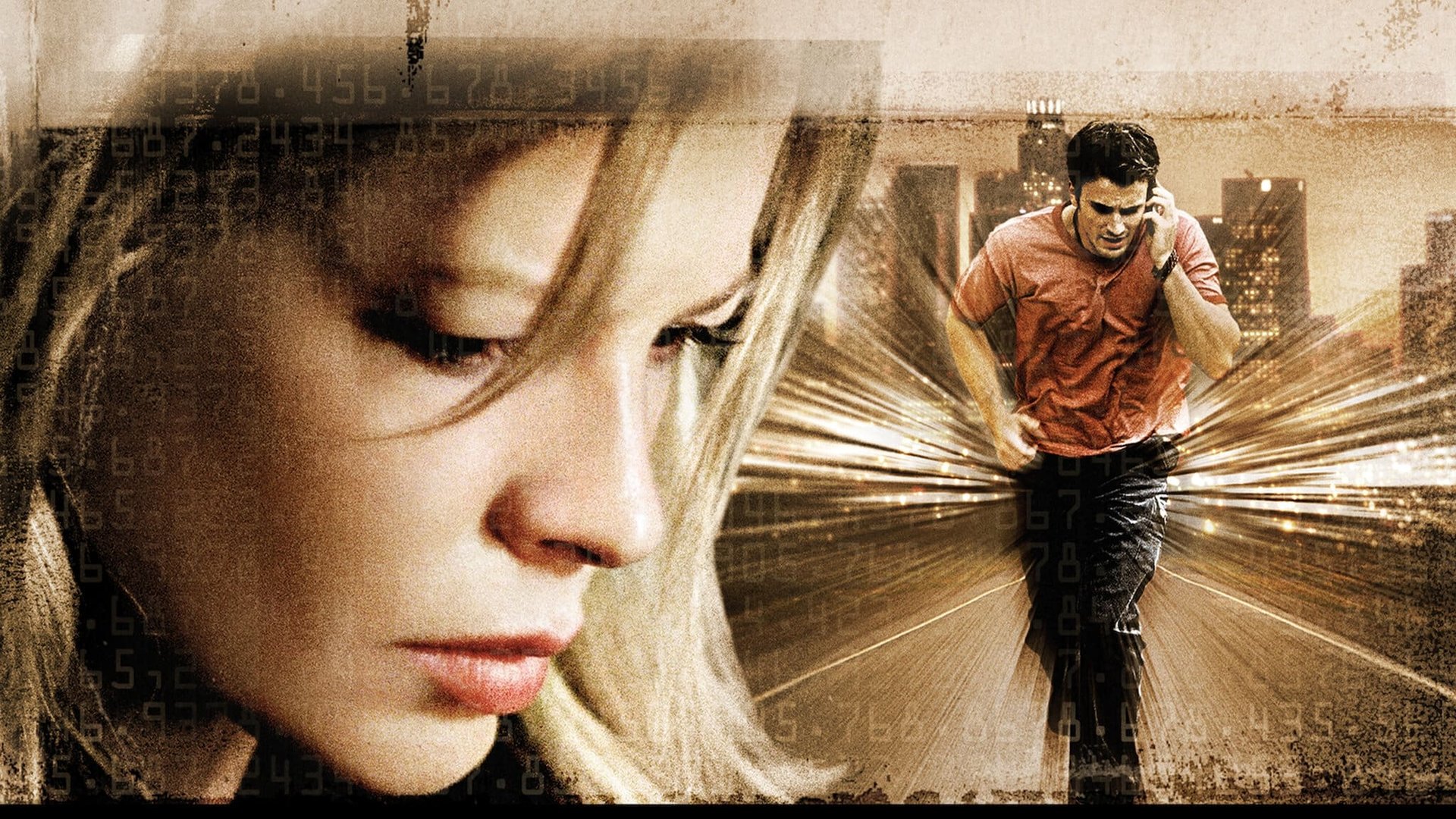 Cinematic background from Cellular 2004 - A young man receives an emergency phone call on his cell phone from an older woman. She claims to have been kidnapped – and the kidnappers have targeted her husband and child next.