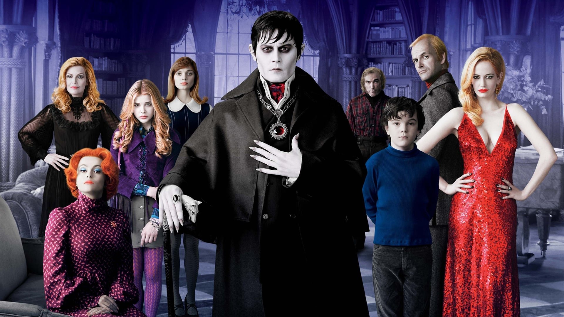 Cinematic background from Dark Shadows 2012 - Vampire Barnabas Collins is inadvertently freed from his tomb and emerges into the very changed world of 1972. He returns to Collinwood Manor to find that his once-grand estate and family have fallen into ruin.