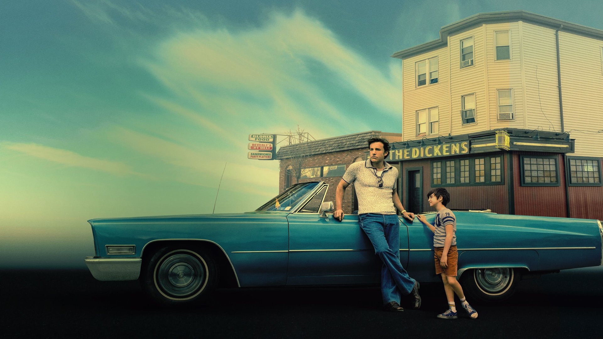 Cinematic background from The Tender Bar 2021 - JR is a fatherless boy growing up in the glow of a bar where the bartender, his Uncle Charlie, is the sharpest and most colorful of an assortment of quirky and demonstrative father figures. As the boy’s determined mother struggles to provide her son with opportunities denied to her — and leave the dilapidated home of her outrageous if begrudgingly supportive father — JR begins to gamely, if not always gracefully, pursue his romantic and professional dreams, with one foot persistently placed in Uncle Charlie’s bar.