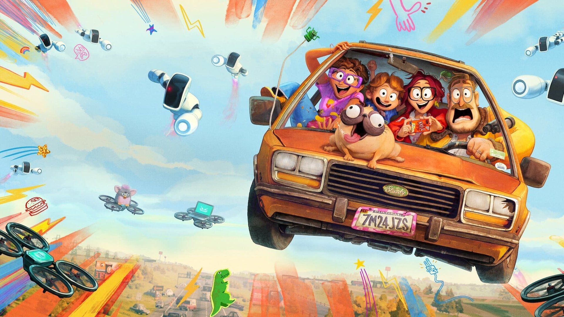 Cinematic background from The Mitchells vs the Machines 2021 - A quirky, dysfunctional family's road trip is upended when they find themselves in the middle of the robot apocalypse and suddenly become humanity's unlikeliest last hope.