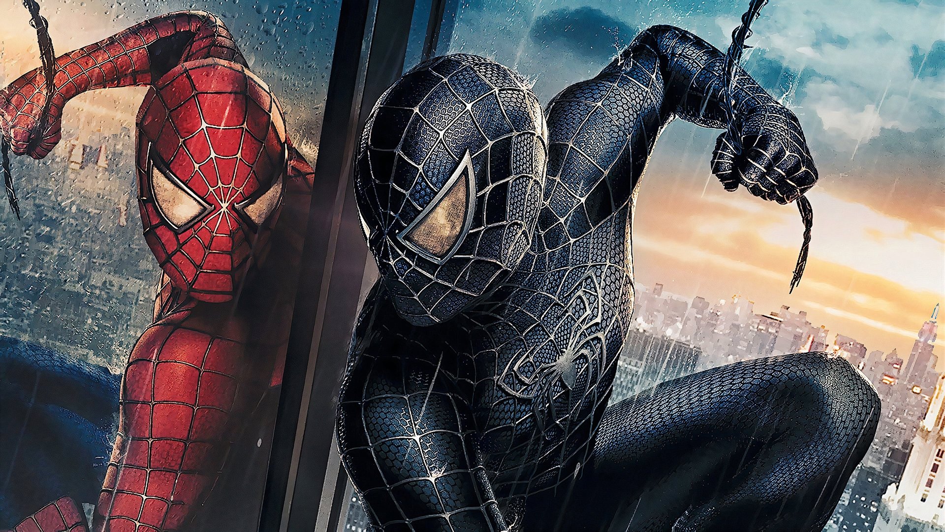 Cinematic background from Spider-Man 3 2007 - The seemingly invincible Spider-Man goes up against an all-new crop of villains—including the shape-shifting Sandman. While Spider-Man’s superpowers are altered by an alien organism, his alter ego, Peter Parker, deals with nemesis Eddie Brock and also gets caught up in a love triangle.