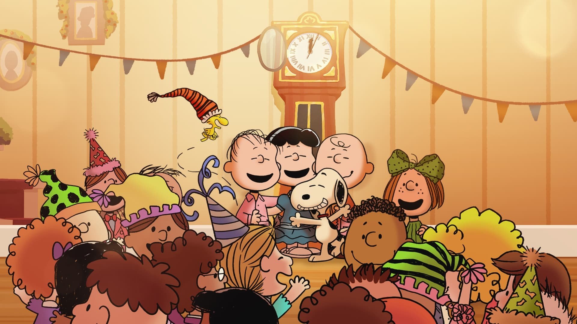Cinematic background from Snoopy Presents: For Auld Lang Syne 2021 - After finding out her grandmother won't be visiting for Christmas, Lucy decides to cheer herself up by throwing the ultimate New Year's Eve party. Meanwhile, Charlie Brown tries to fulfill one of his resolutions before the clock strikes midnight.
