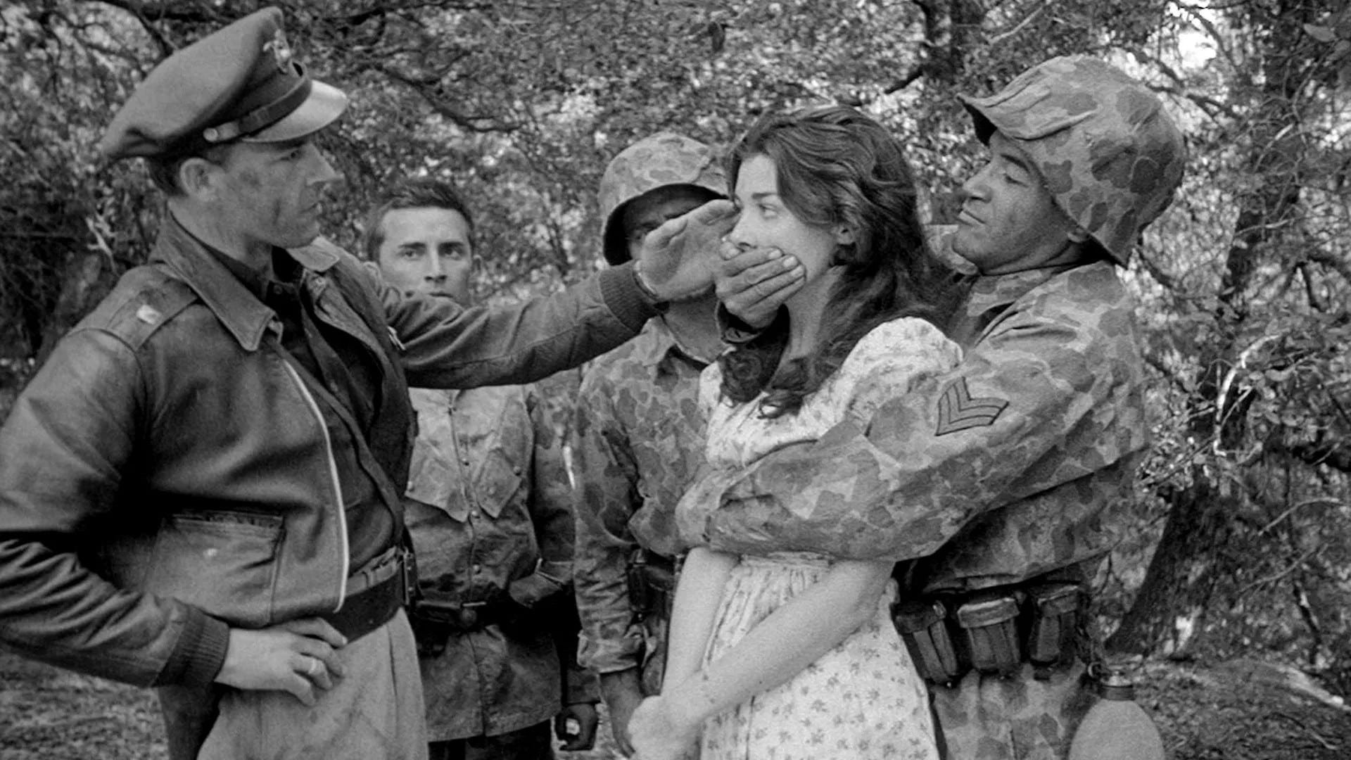 Cinematic background from Fear and Desire 1952 - After their airplane crashes behind enemy lines, four soldiers must survive and try to find a way back to their battalion. However, when they come across a local peasant girl the horrors of war quickly become apparent.
