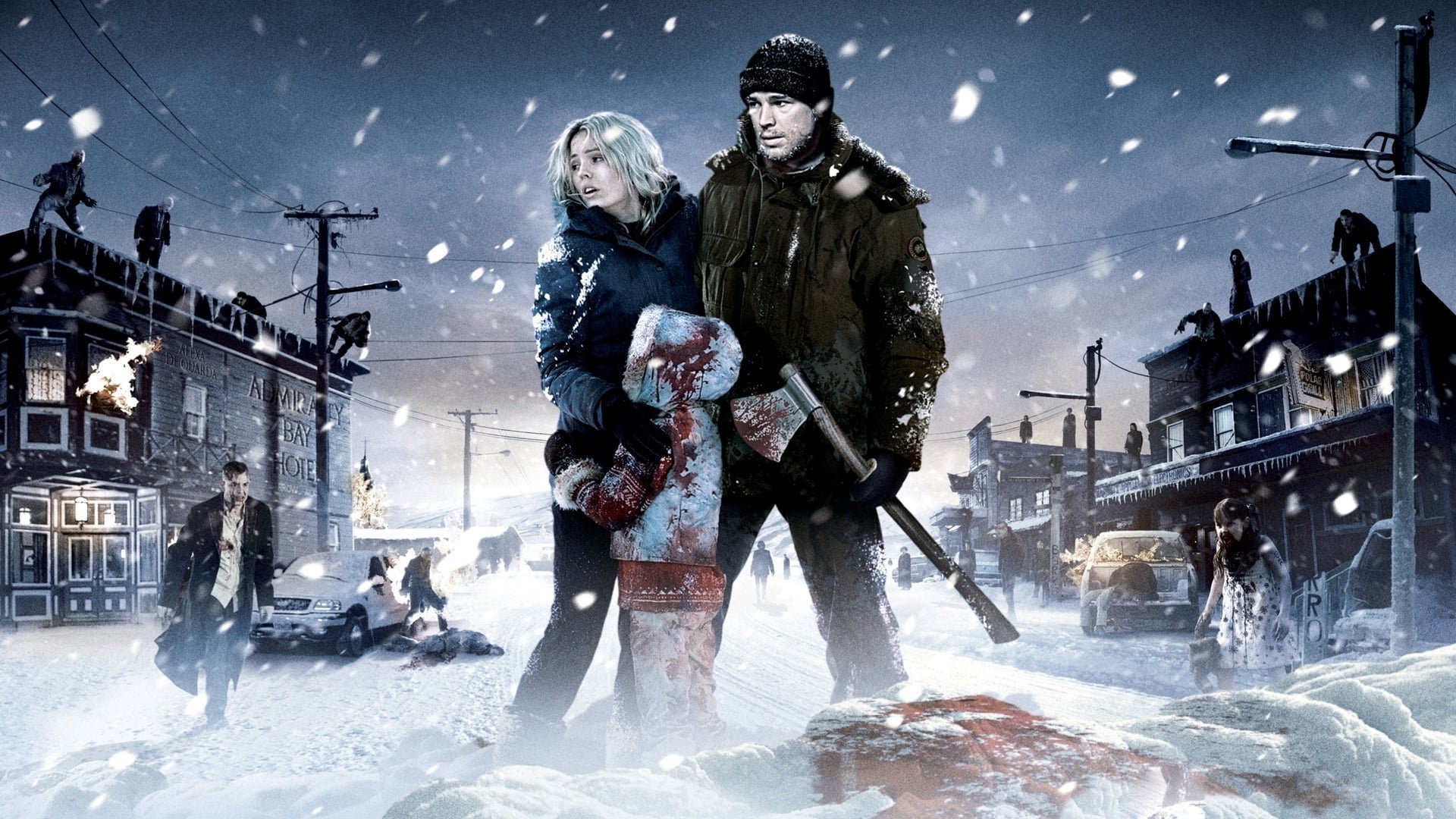 Cinematic background from 30 Days of Night 2007 - This is the story of an isolated Alaskan town that is plunged into darkness for a month each year when the sun sinks below the horizon. As the last rays of light fade, the town is attacked by a bloodthirsty gang of vampires bent on an uninterrupted orgy of destruction. Only the small town's husband-and-wife Sheriff team stand between the survivors and certain destruction.