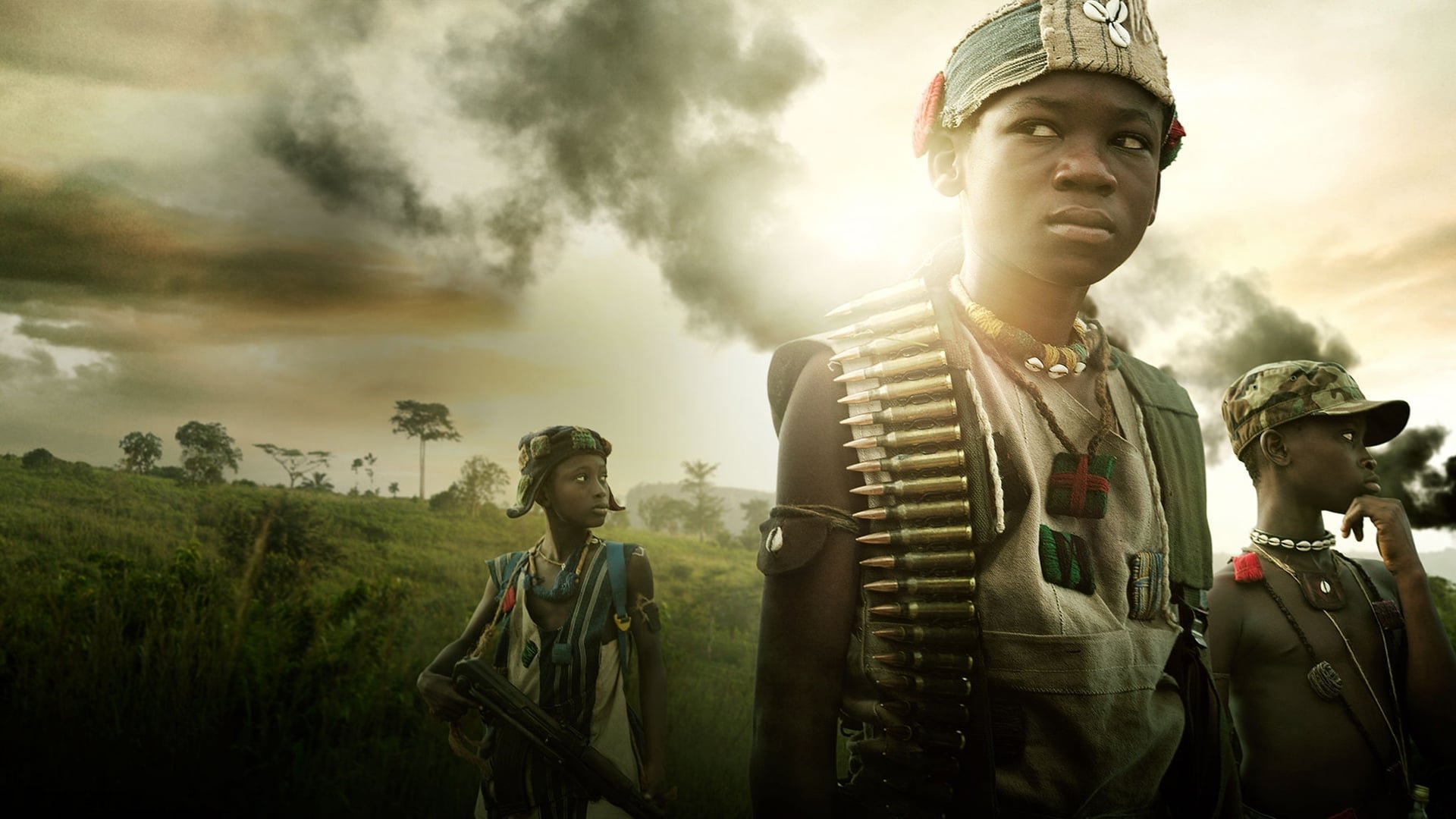Cinematic background from Beasts of No Nation 2015 - Based on the experiences of Agu, a child fighting in the civil war of an unnamed, fictional West African country. Follows Agu's journey as he's forced to join a group of soldiers. While he fears his commander and many of the men around him, his fledgling childhood has been brutally shattered by the war raging through his country, and he is at first torn between conflicting revulsion and fascination.