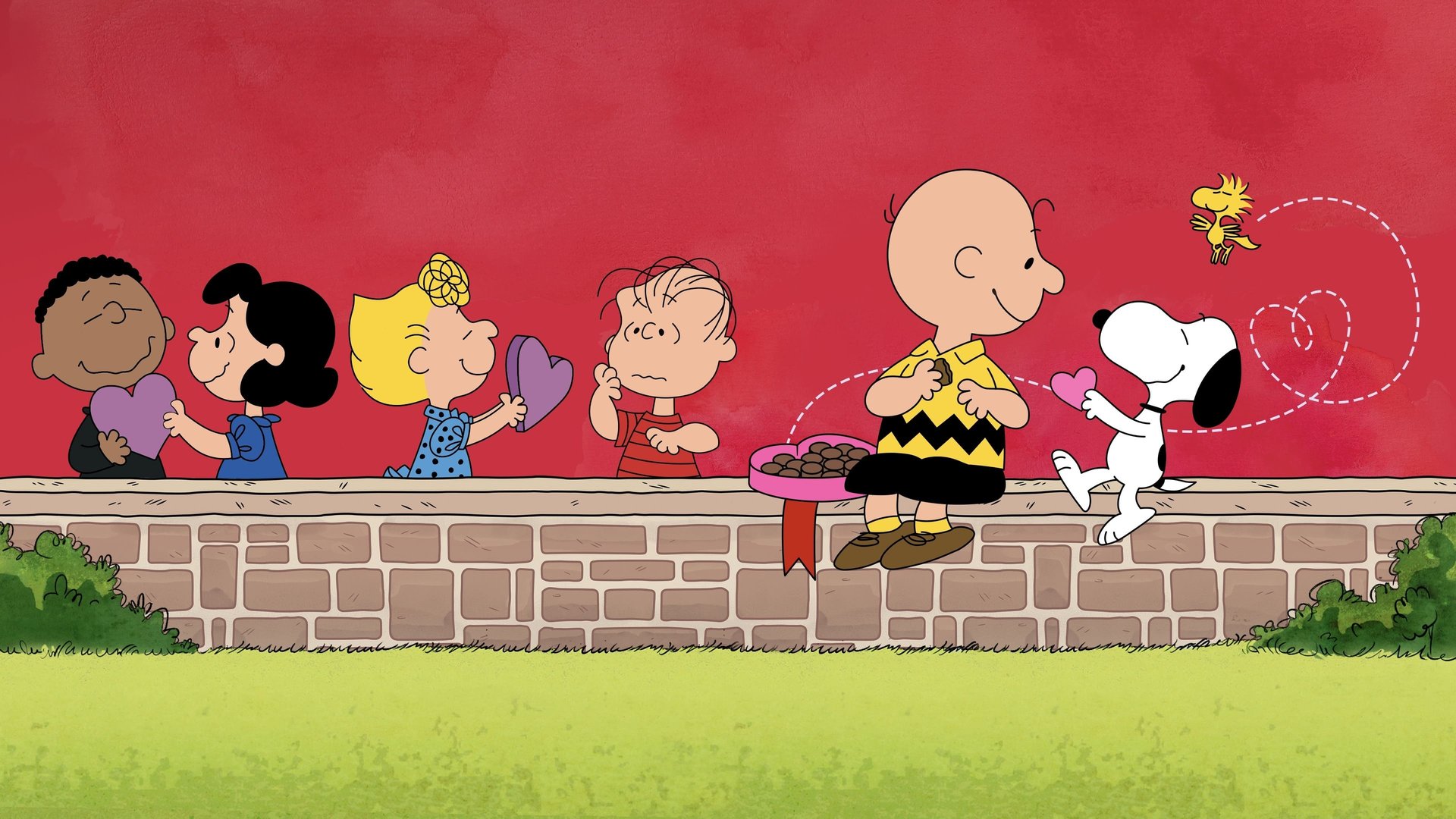 Cinematic background from Be My Valentine, Charlie Brown 1975 - It's Valentine's Day again and Charlie Brown dreams the seemingly hopeless dream to receiving a valentine from anyone. All the while, the rest of the gang have their own trials whether it be Linus' struggle to get the biggest card he can for his beloved teacher, or Lucy trying to get some token from Schroeder while Snoopy and Woodstock are having fun spearing valentines on each other's nose.