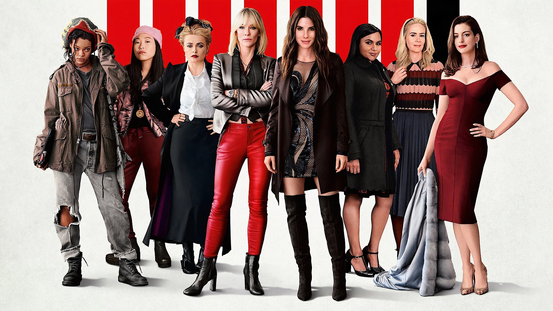 Cinematic background from Ocean's Eight 2018 - Debbie Ocean, a criminal mastermind, gathers a crew of female thieves to pull off the heist of the century at New York's annual Met Gala.