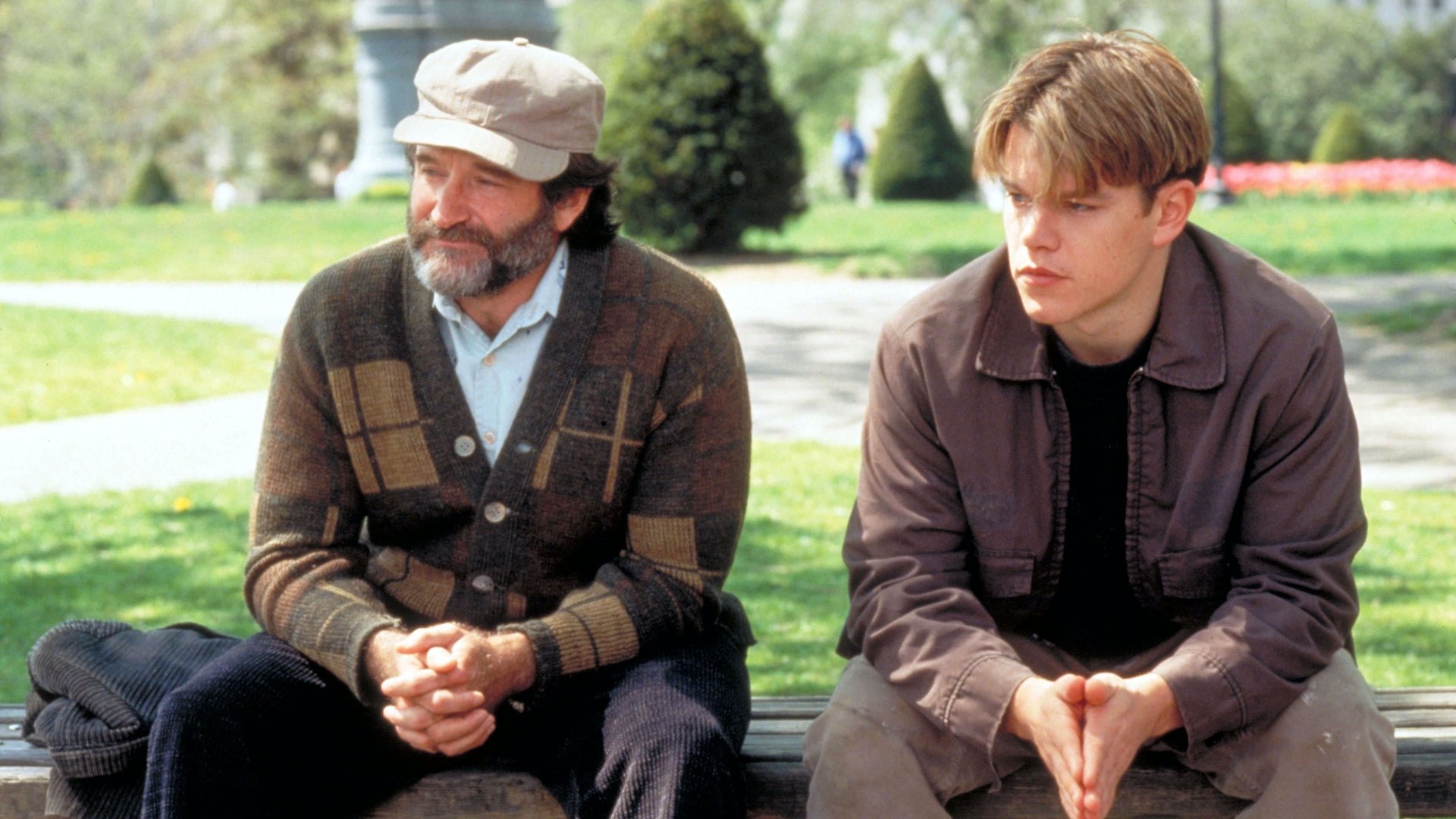 Cinematic background from Good Will Hunting 1997 - Will Hunting has a genius-level IQ but chooses to work as a janitor at MIT. When he solves a difficult graduate-level math problem, his talents are discovered by Professor Gerald Lambeau, who decides to help the misguided youth reach his potential. When Will is arrested for attacking a police officer, Professor Lambeau makes a deal to get leniency for him if he will get treatment from therapist Sean Maguire.