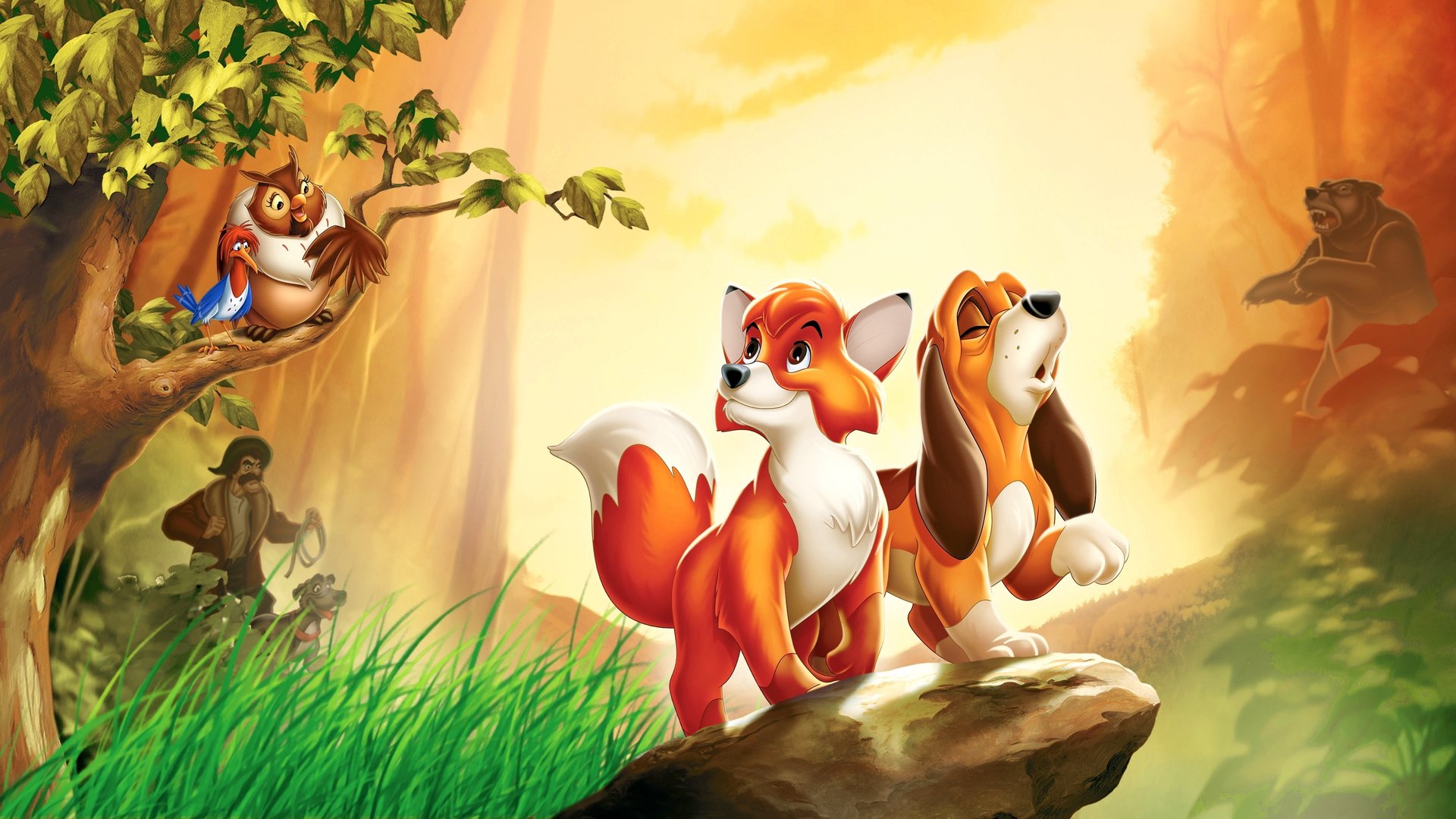 Cinematic background from The Fox and the Hound 1981 - When a feisty little fox named Tod is adopted into a farm family, he quickly becomes friends with a fun and adorable hound puppy named Copper. Life is full of hilarious adventures until Copper is expected to take on his role as a hunting dog -- and the object of his search is his best friend!